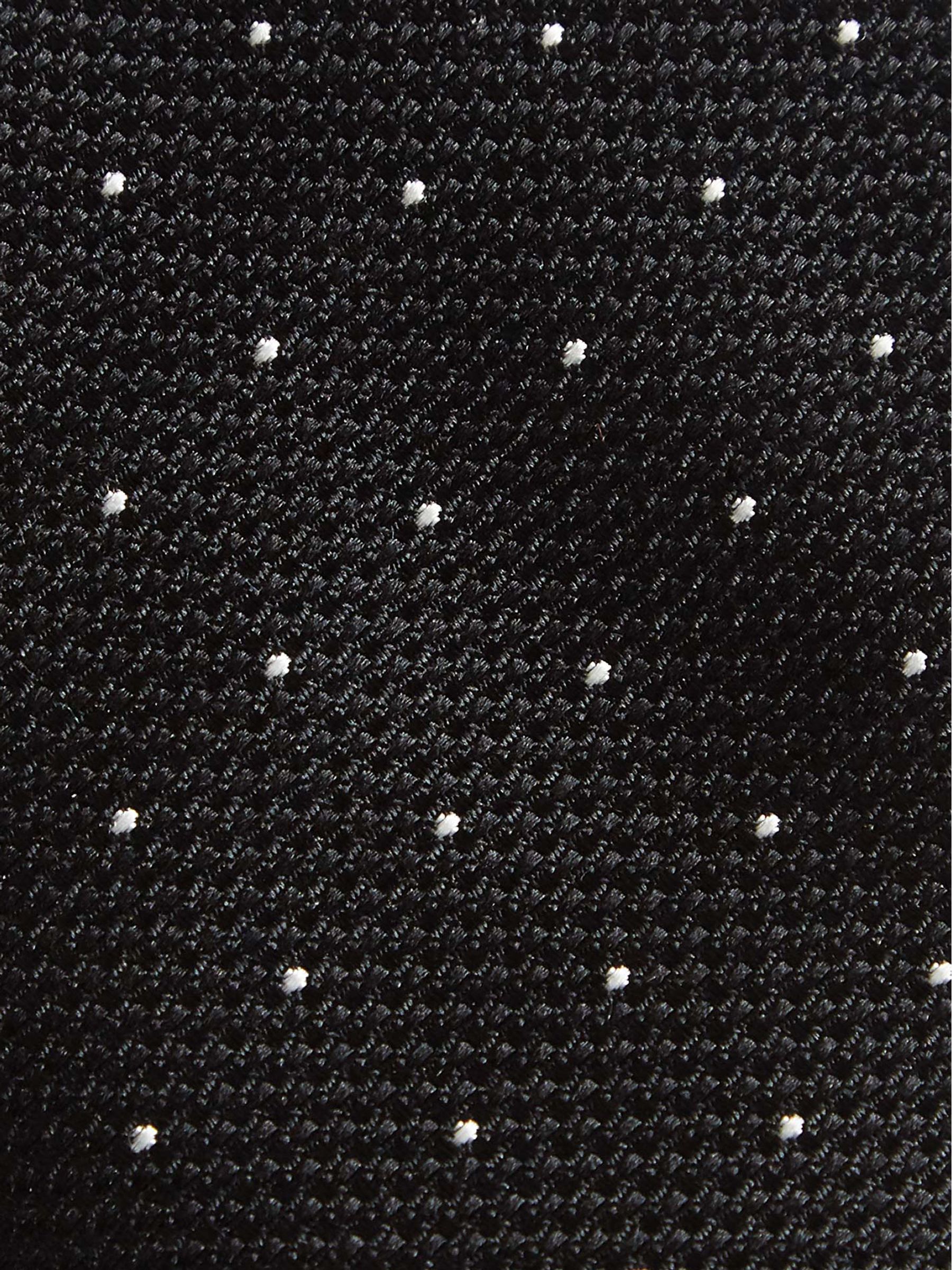 Textured Polka Dot Tie in Black - Image 3 of 4