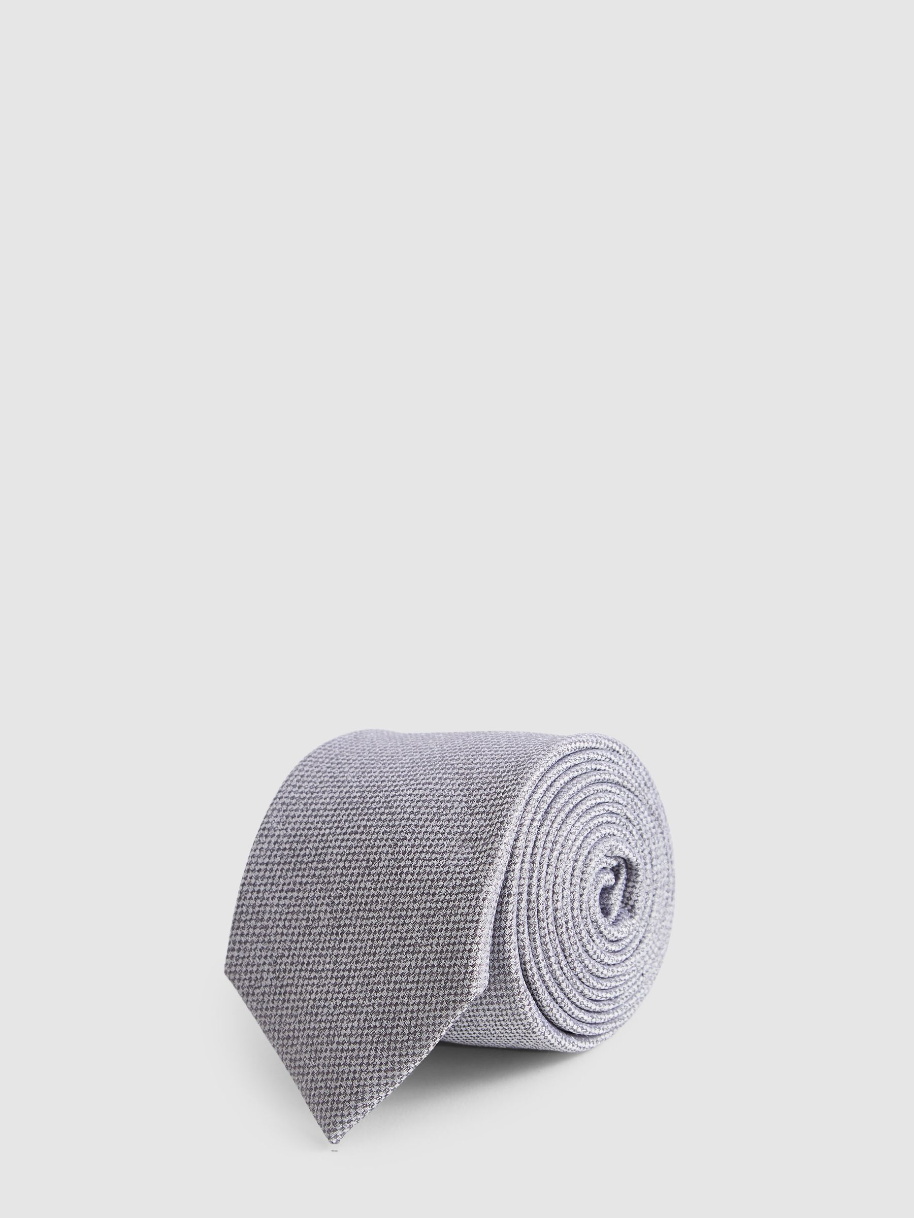 Textured Silk Tie in Silver - Image 1 of 3
