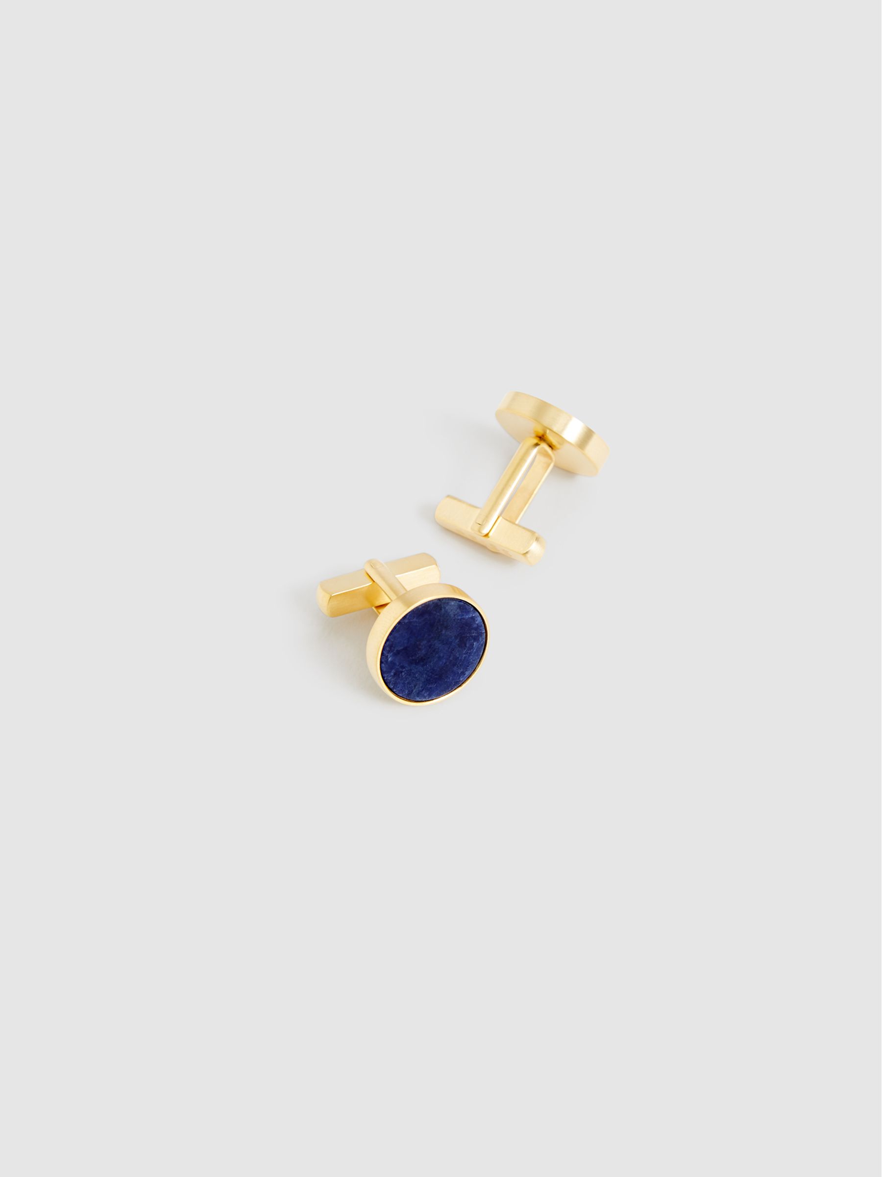 Stone Insert Cufflinks in Gold - Image 3 of 4