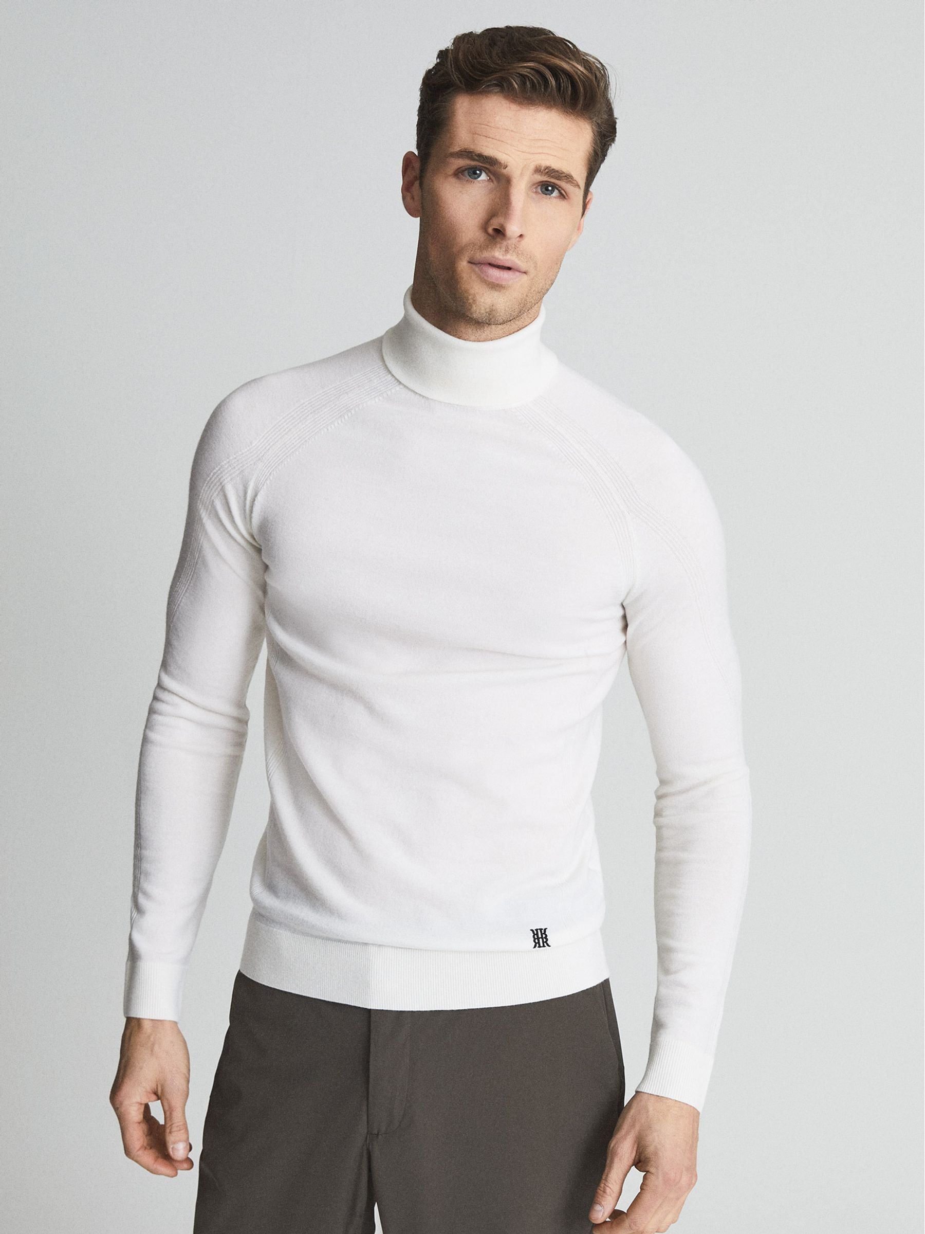 Golf Merino Wool Roll Neck Jumper in White - Image 1 of 6