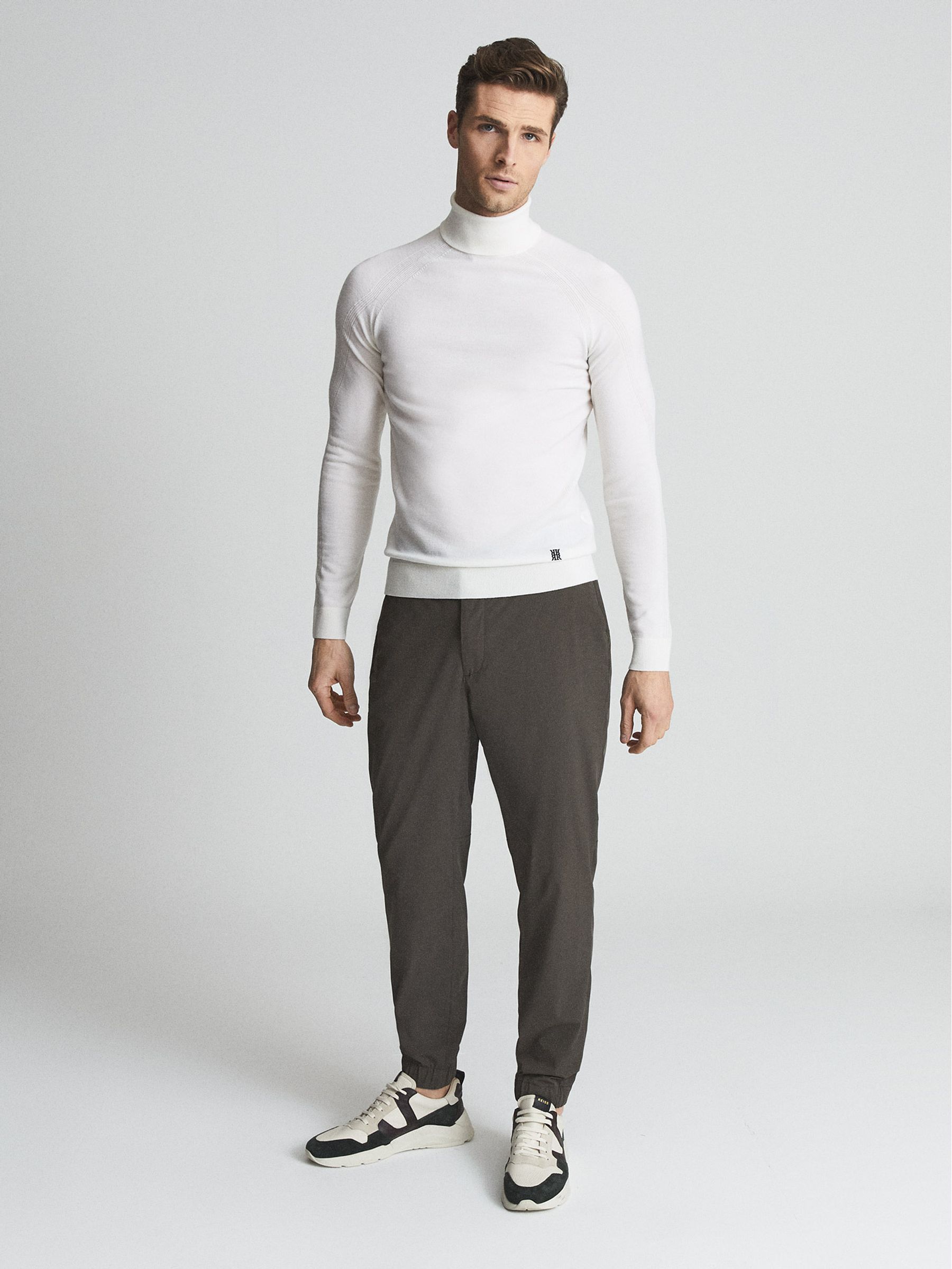Golf Merino Wool Roll Neck Jumper in White - Image 3 of 6