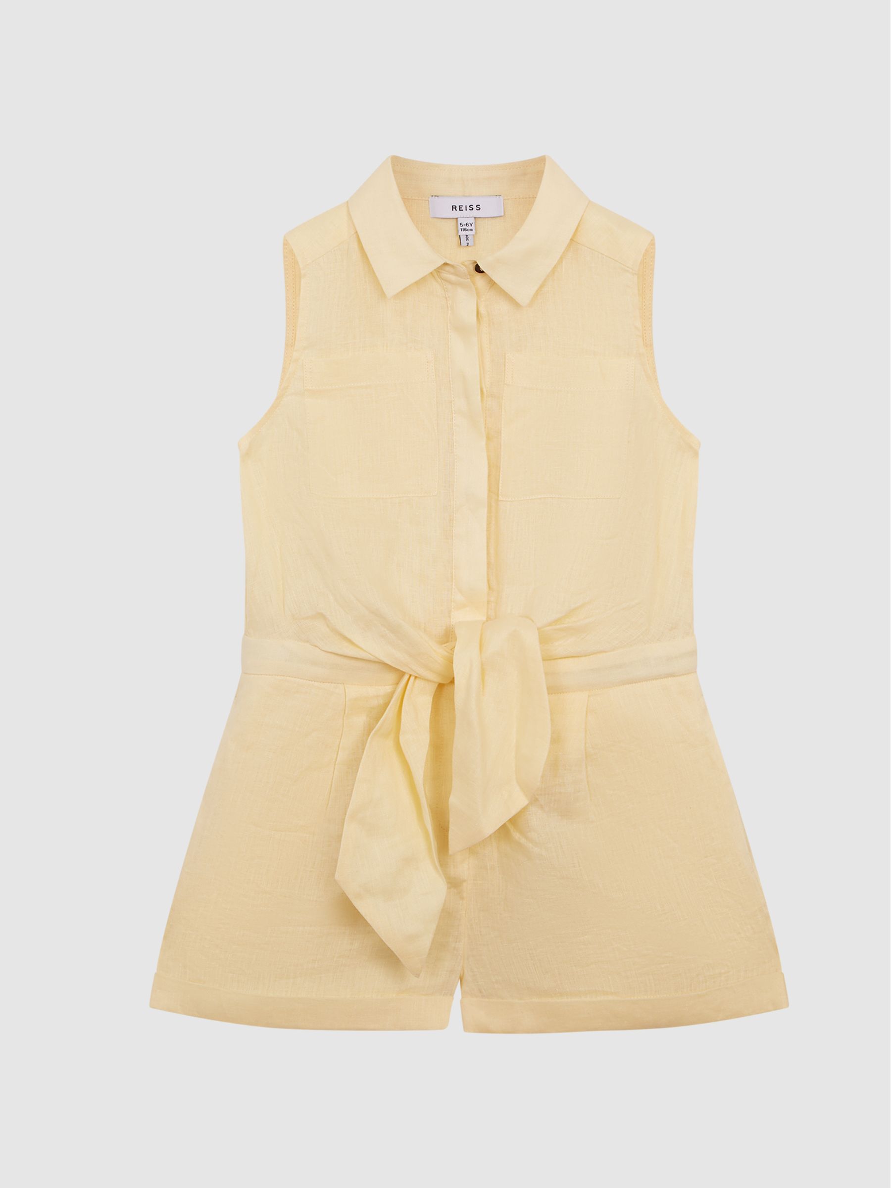 Linen Playsuit in Lemon - Image 2 of 5