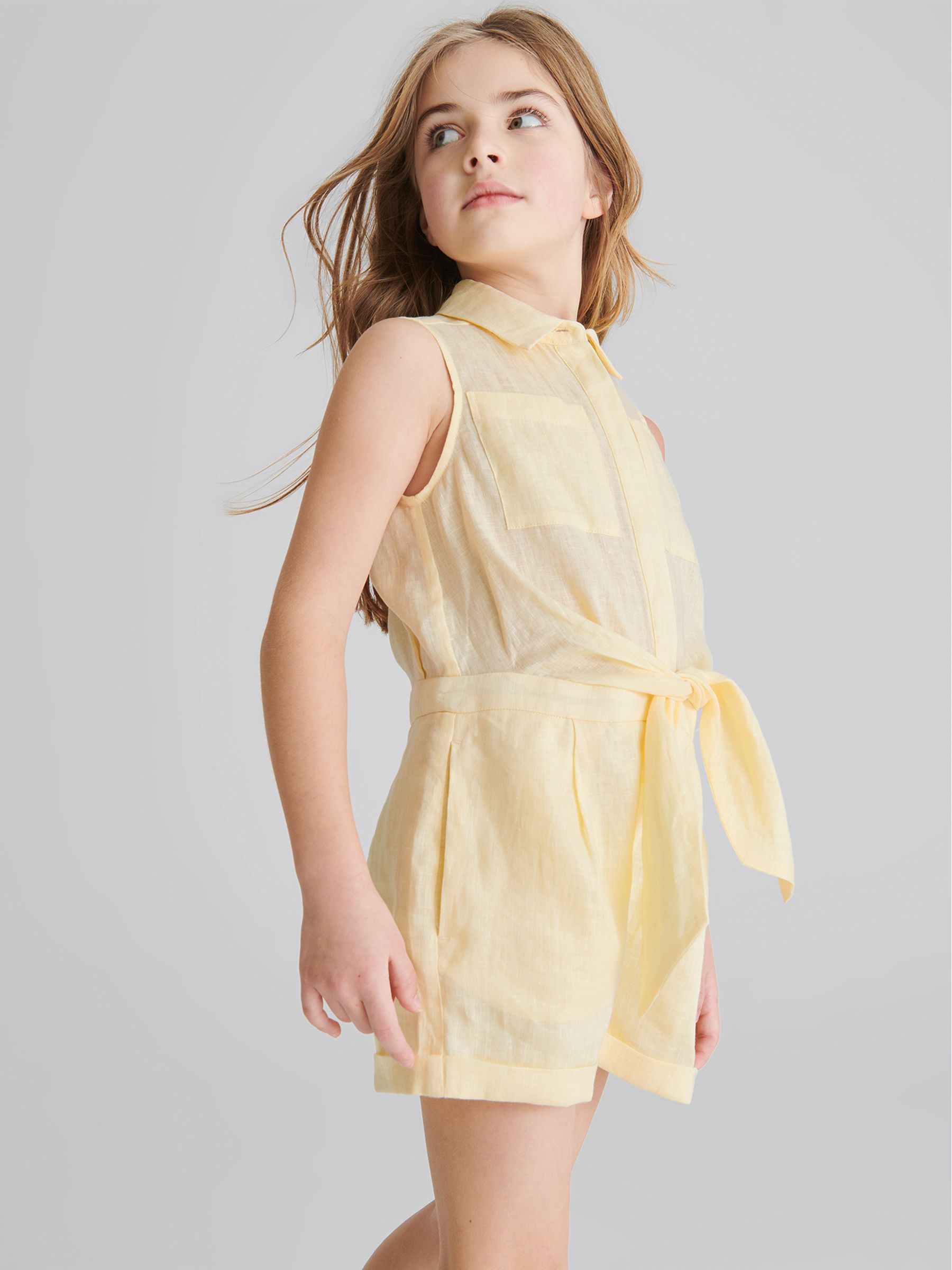 Linen Playsuit in Lemon - Image 3 of 5