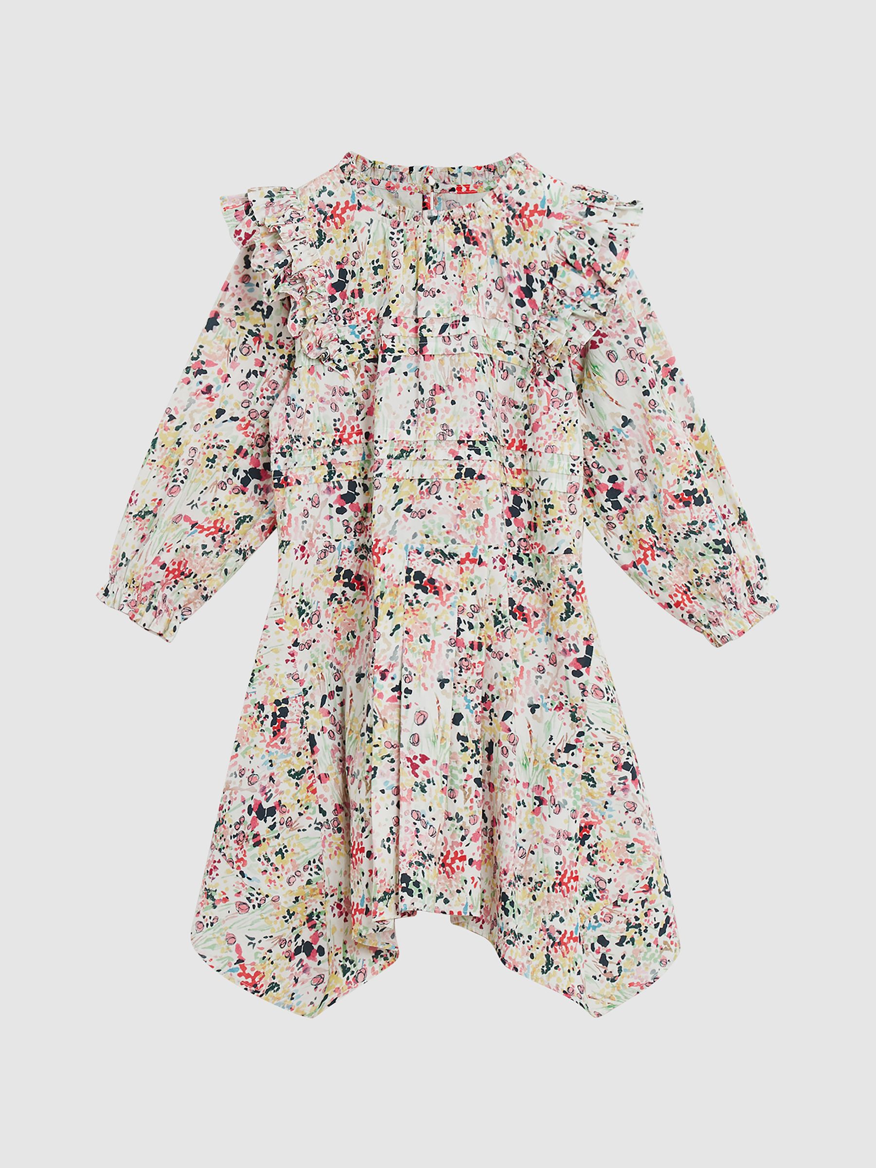 Printed Ruffle Dress in Coral - Image 2 of 8