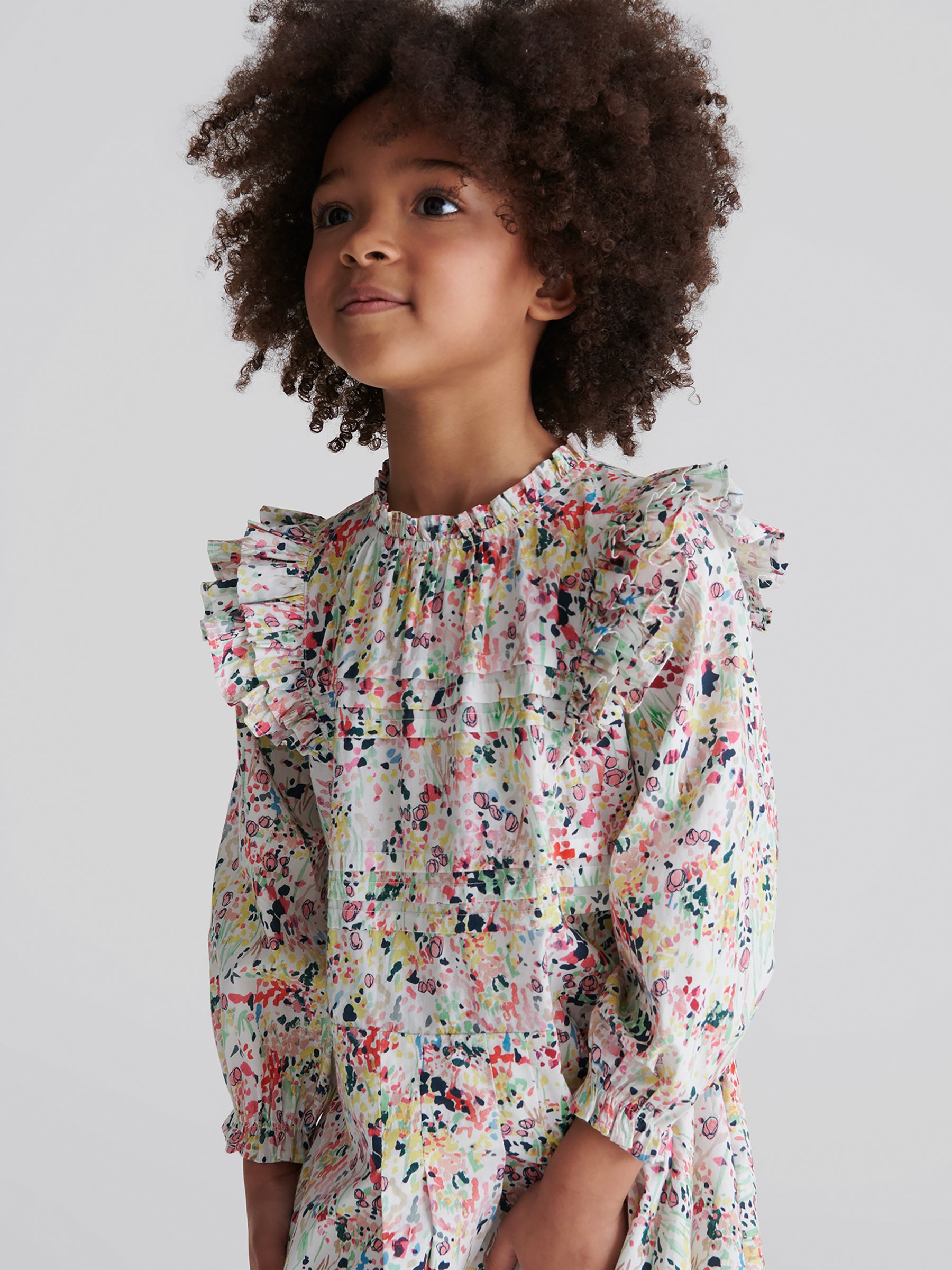 Printed Ruffle Dress in Coral - Image 4 of 8