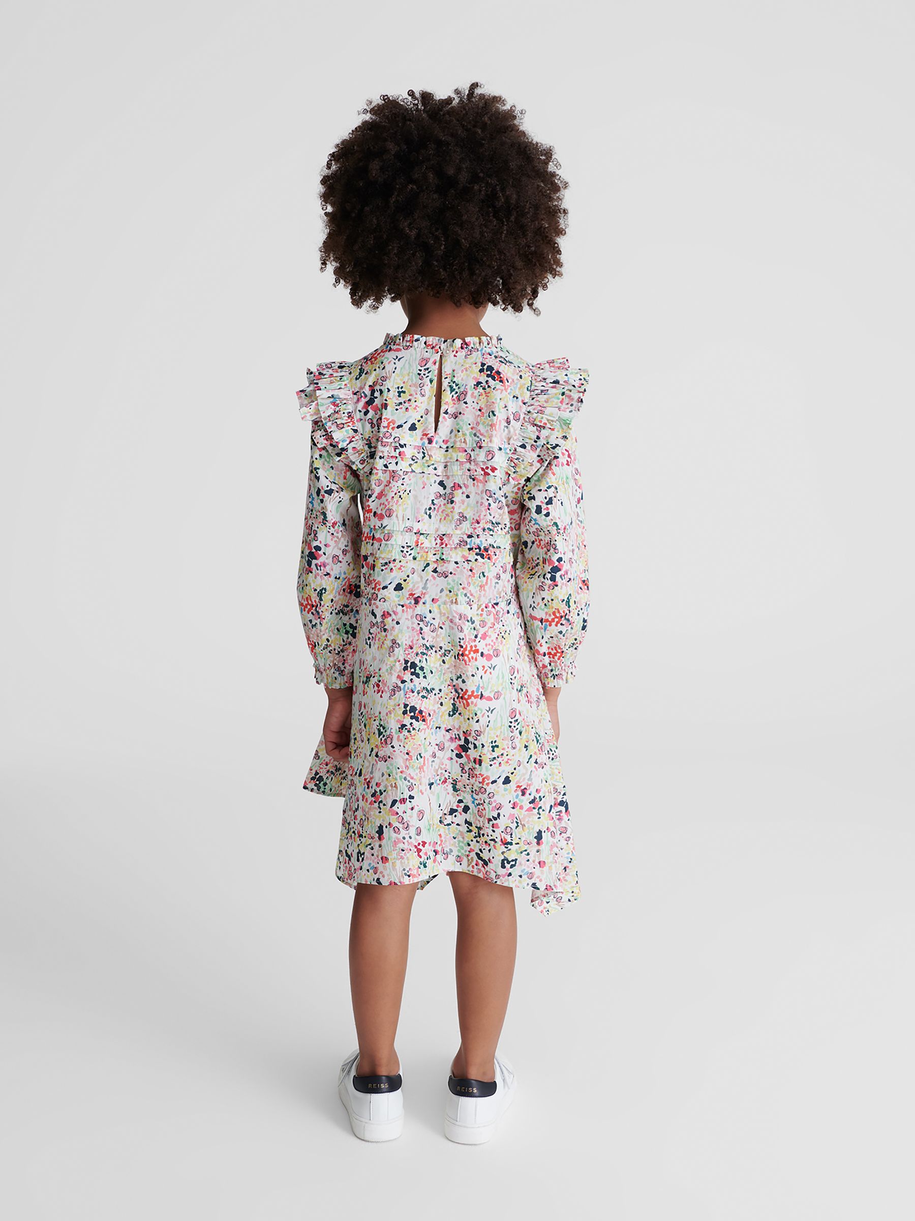 Printed Ruffle Dress in Coral - Image 5 of 8