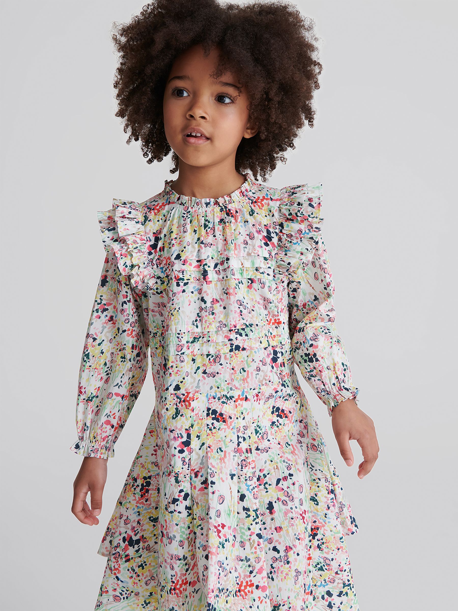 Printed Ruffle Dress in Coral - Image 6 of 8