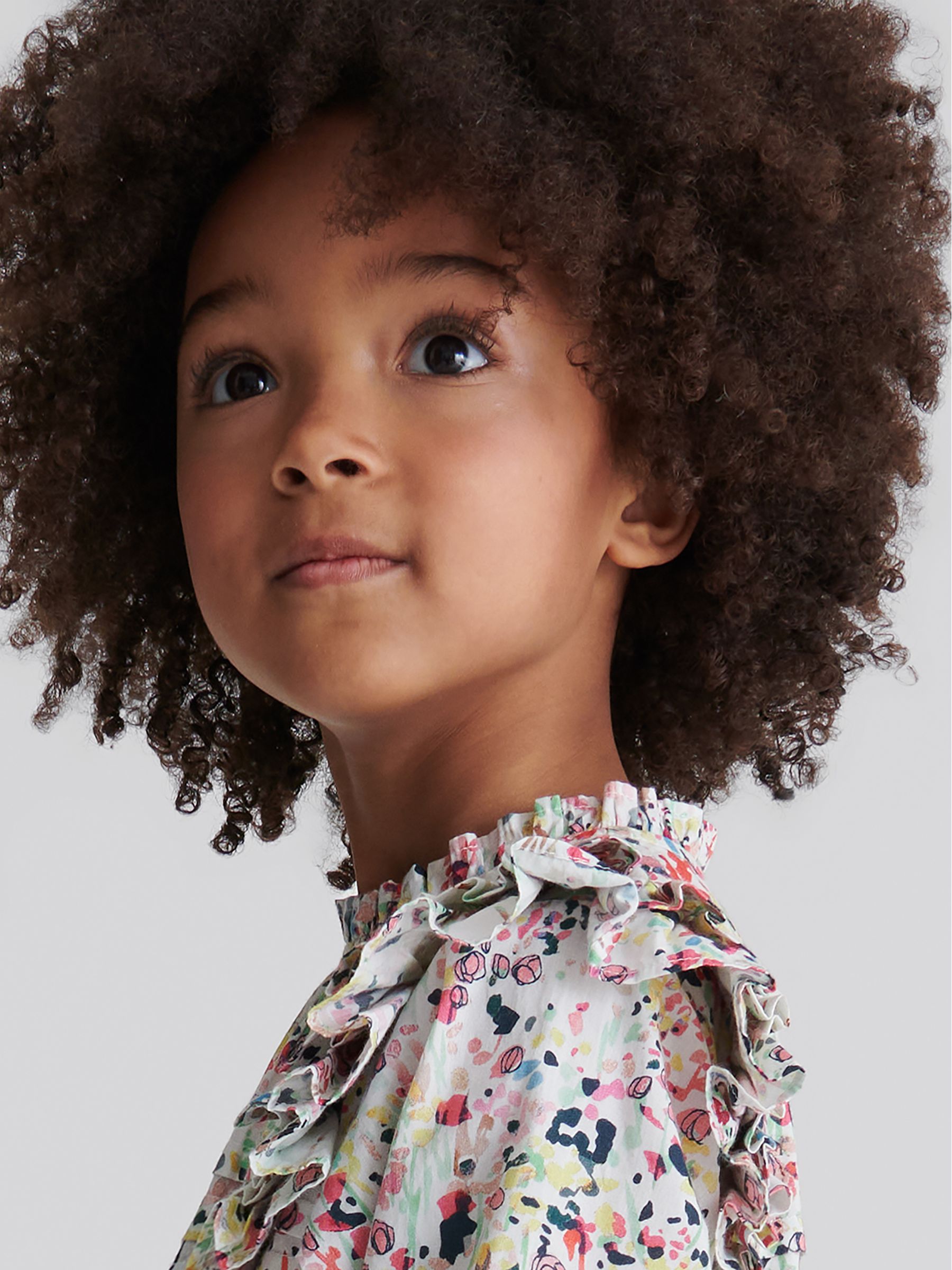 Printed Ruffle Dress in Coral - Image 7 of 8