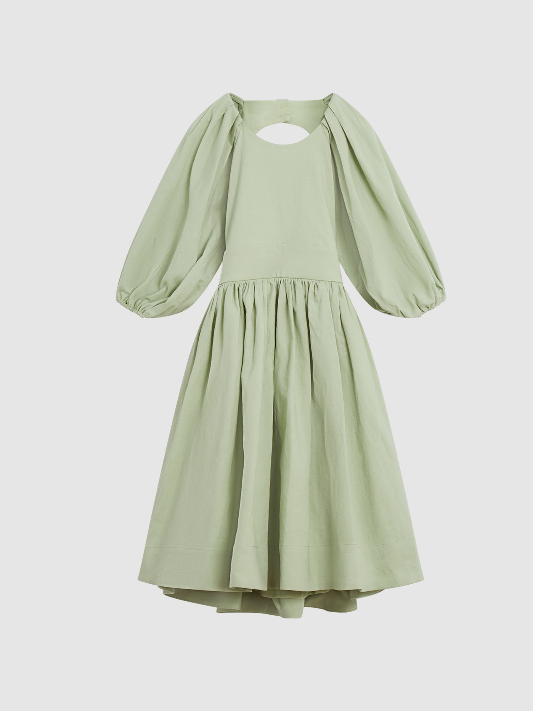 Bow Back Dress in Sage - Image 2 of 5