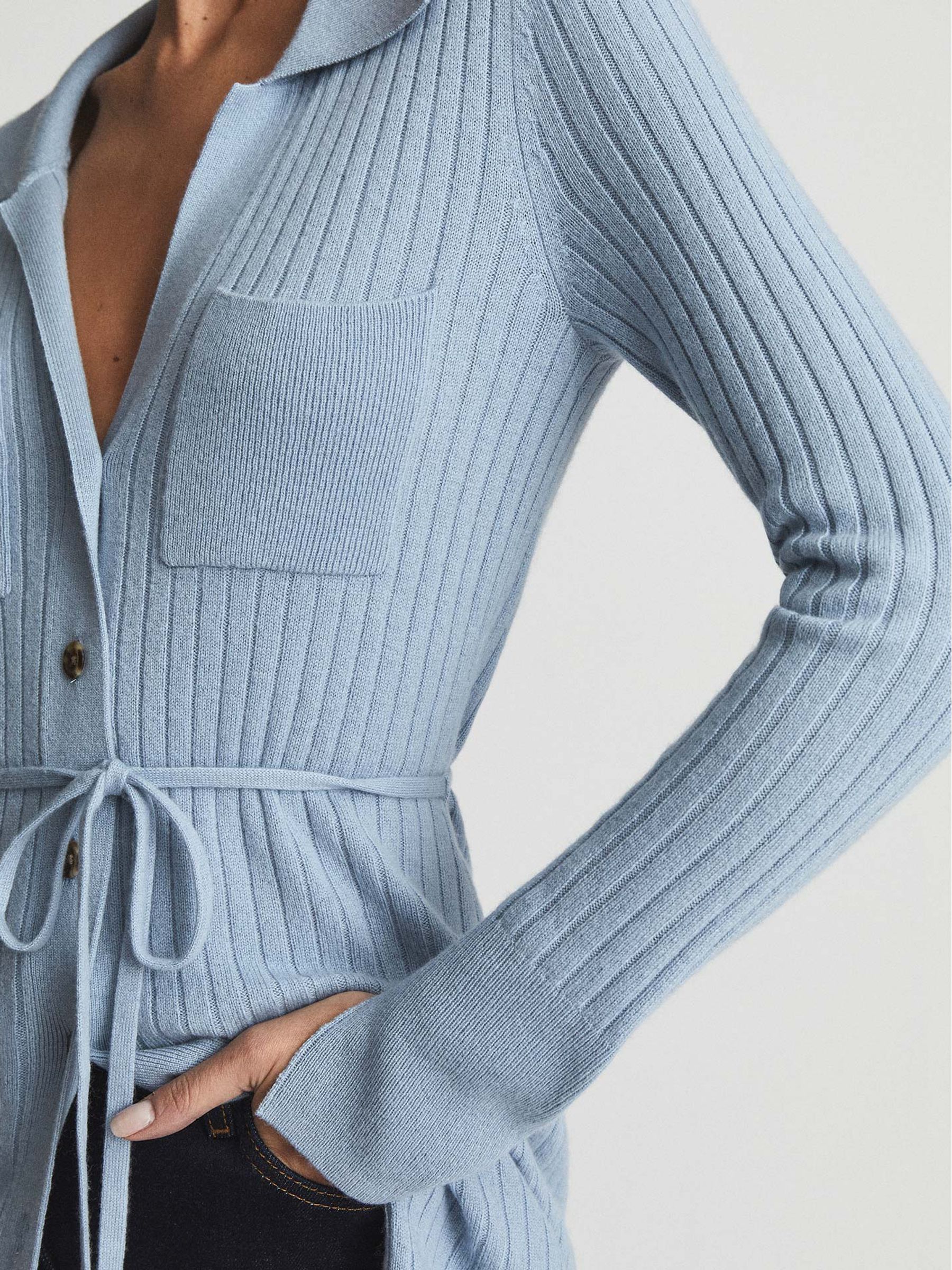 Cashmere Blend Cardigan in Pale Blue - Image 4 of 6