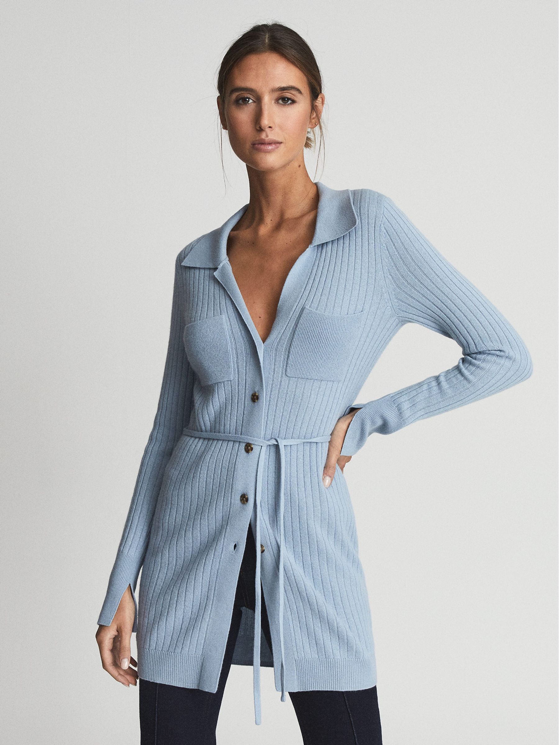 Cashmere Blend Cardigan in Pale Blue - Image 6 of 6