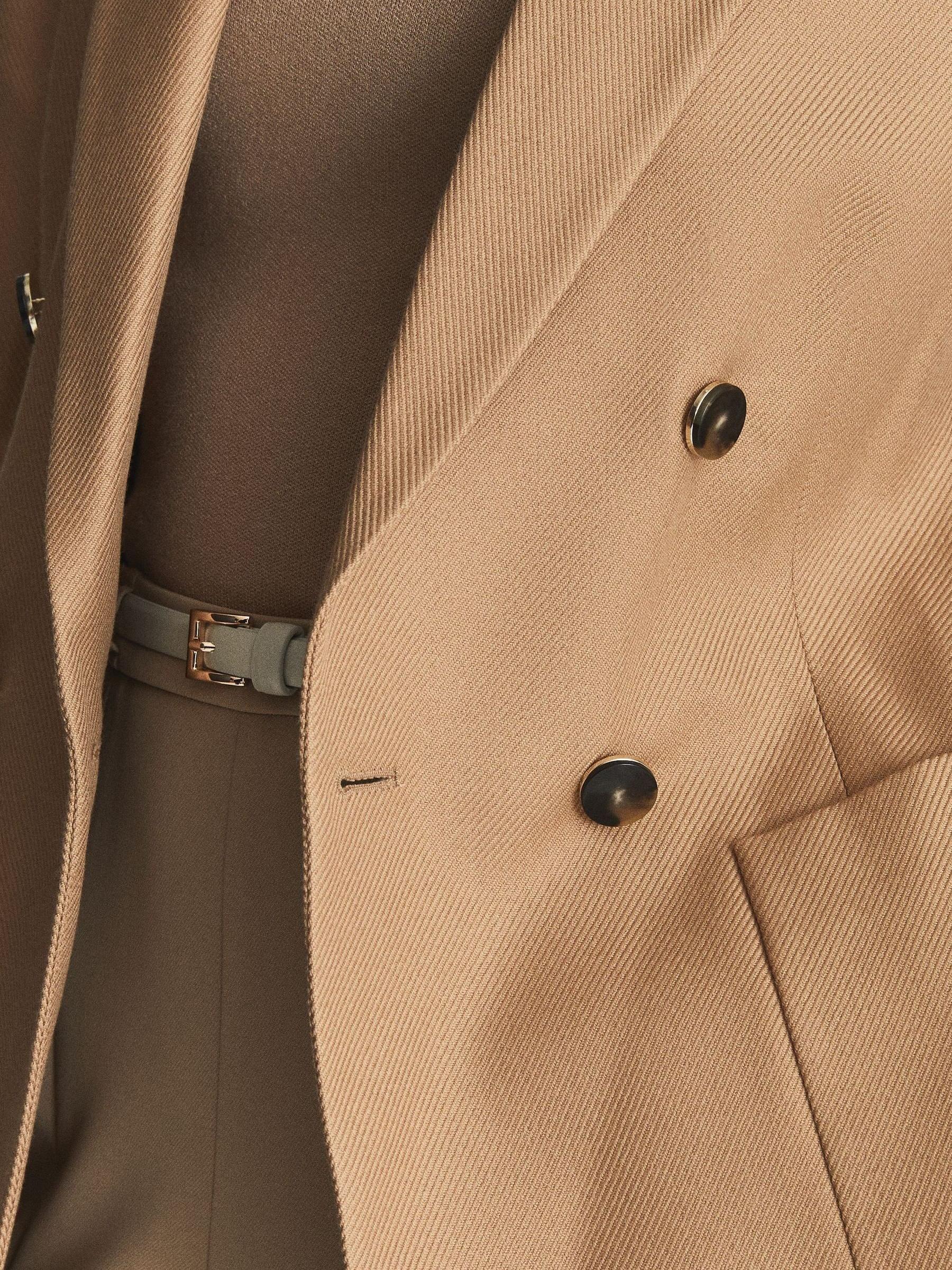Reiss Double Breasted Twill Blazer in Camel - REISS