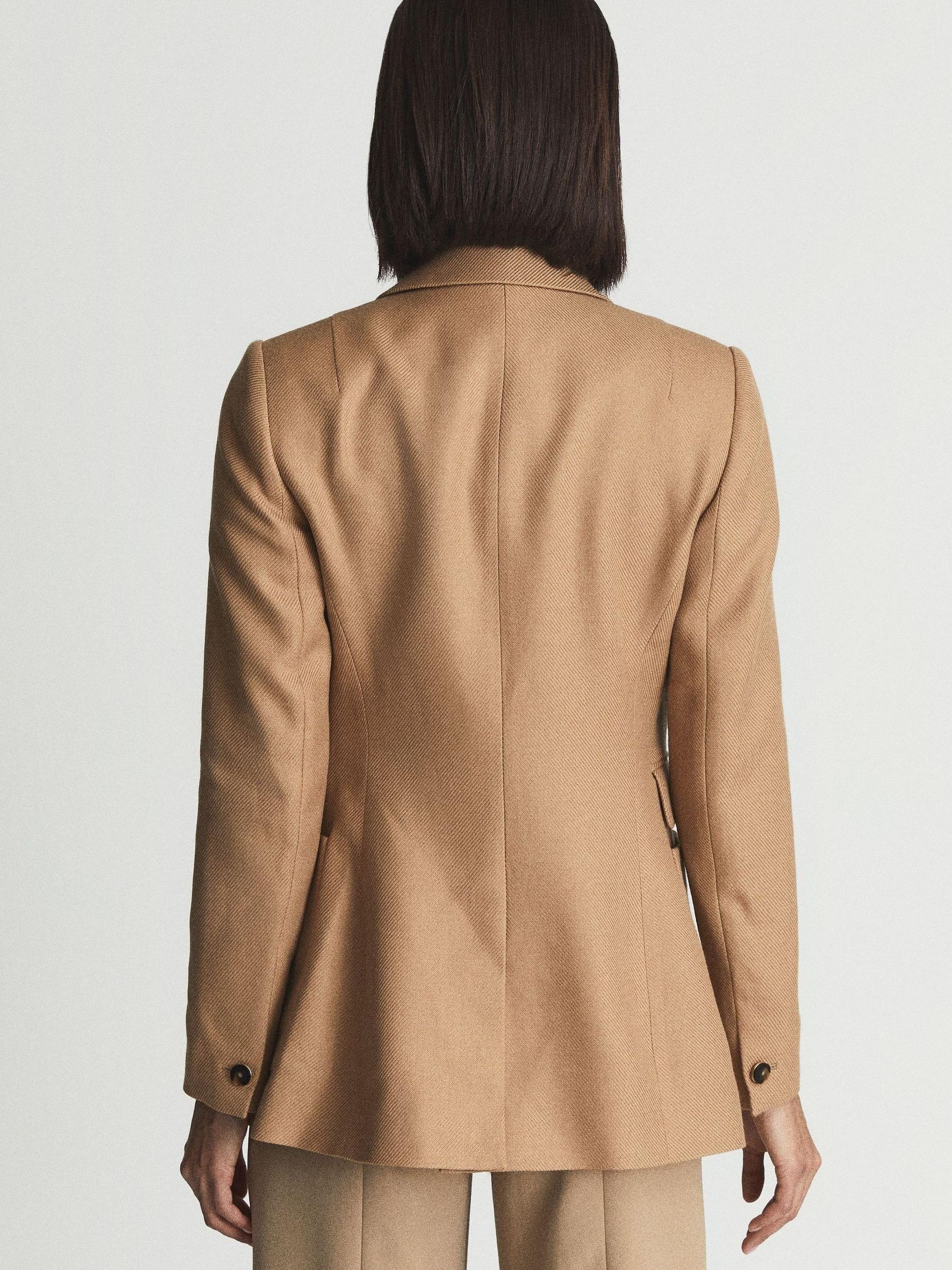 Double Breasted Twill Blazer in Camel - Image 5 of 6