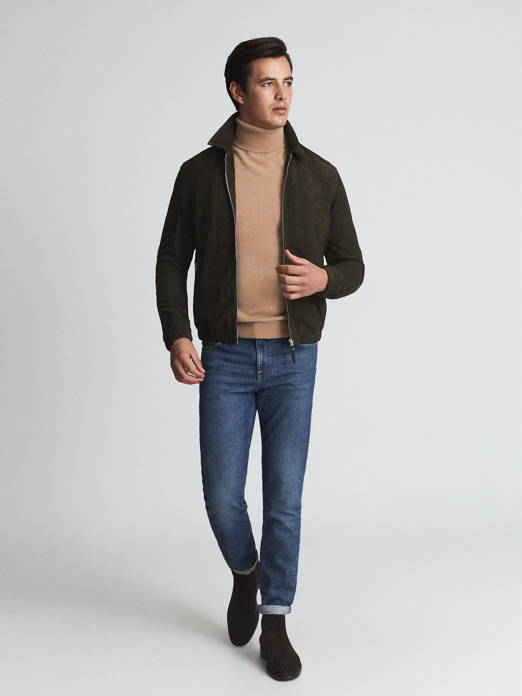 Suede Jacket in Khaki - Image 3 of 7
