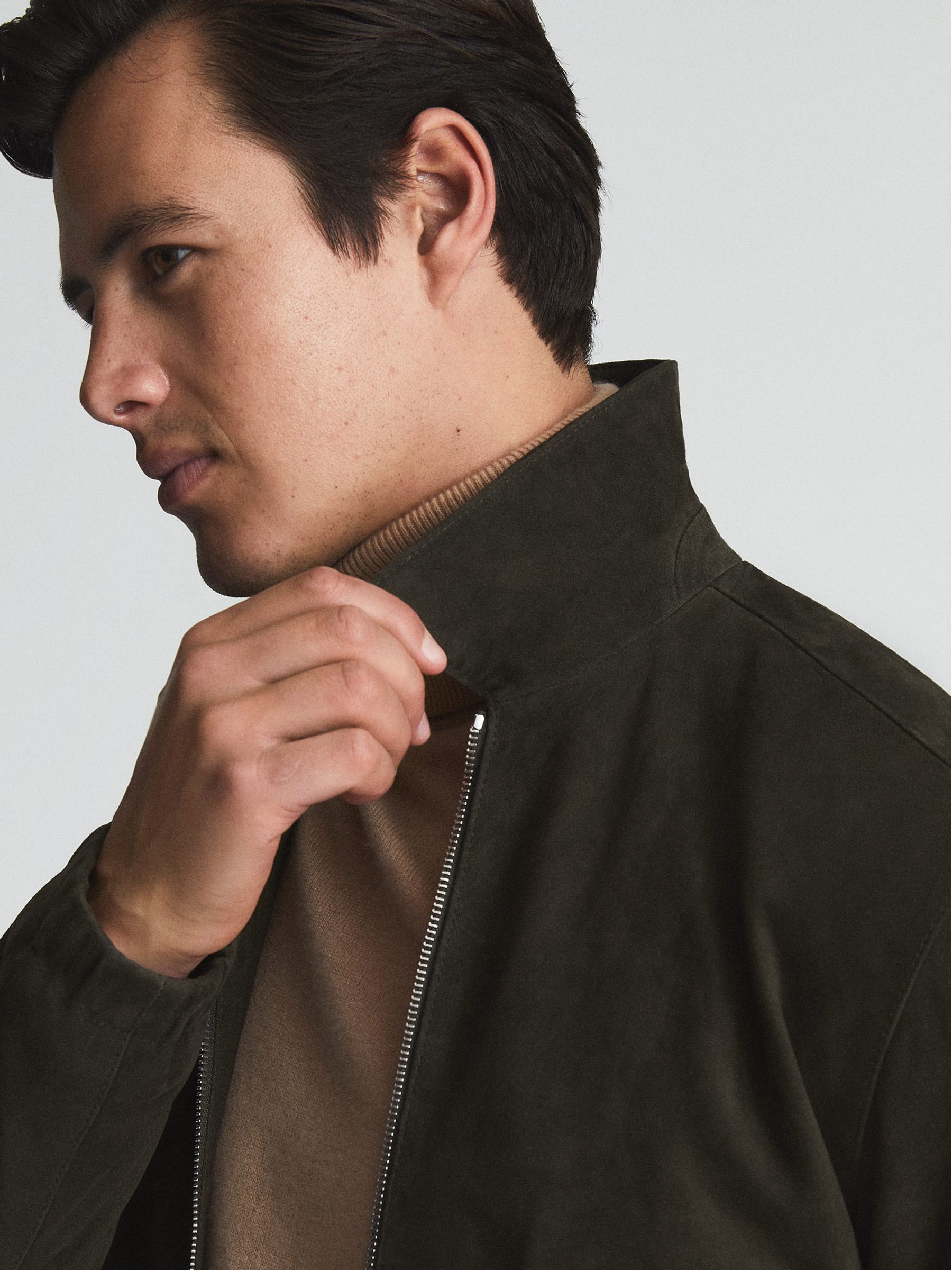 Suede Jacket in Khaki - Image 6 of 7