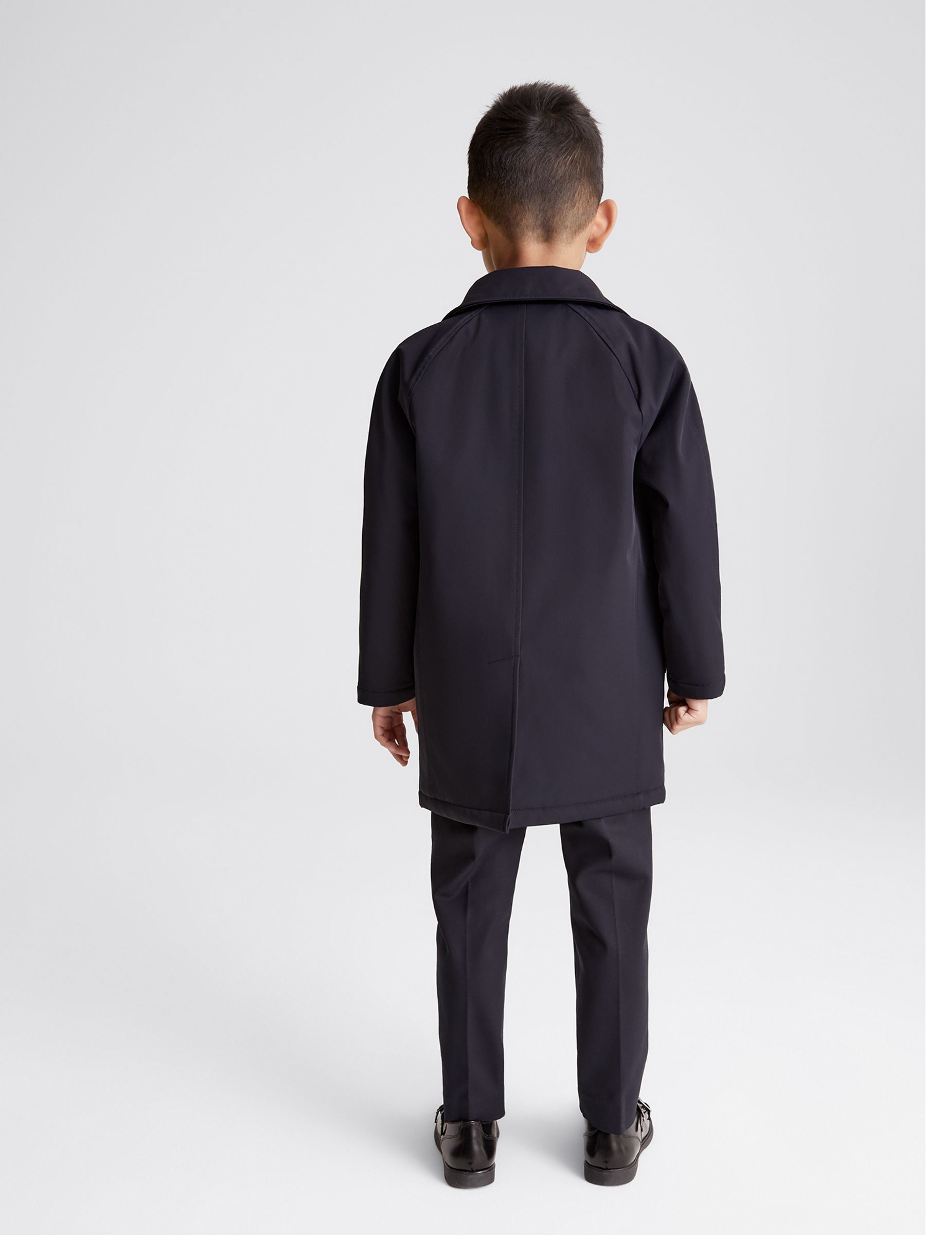 Single Breasted Long Length Mac in Navy - Image 5 of 7