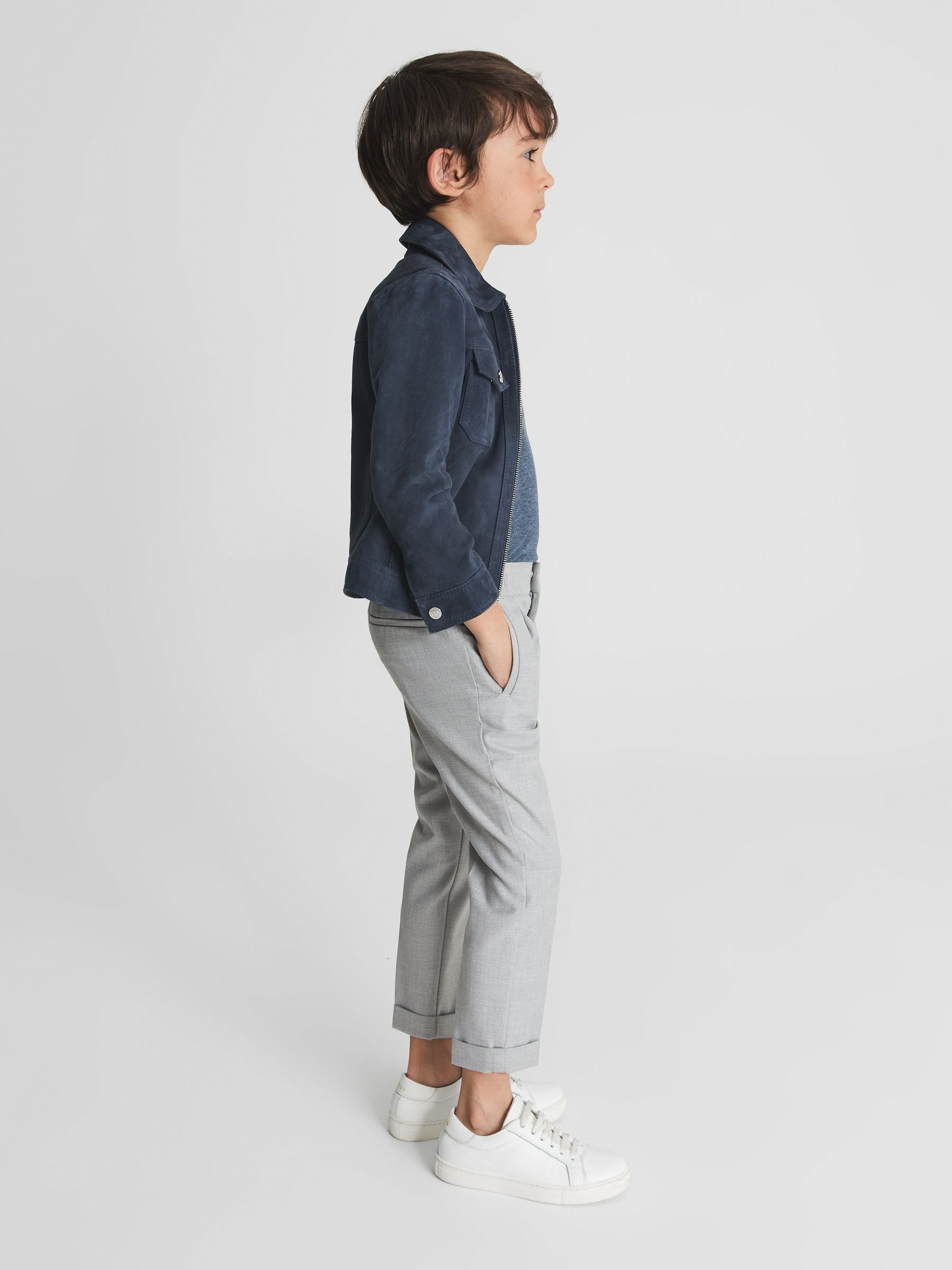 Casual Cropped Tapered Trousers in Soft Grey - Image 1 sur 6