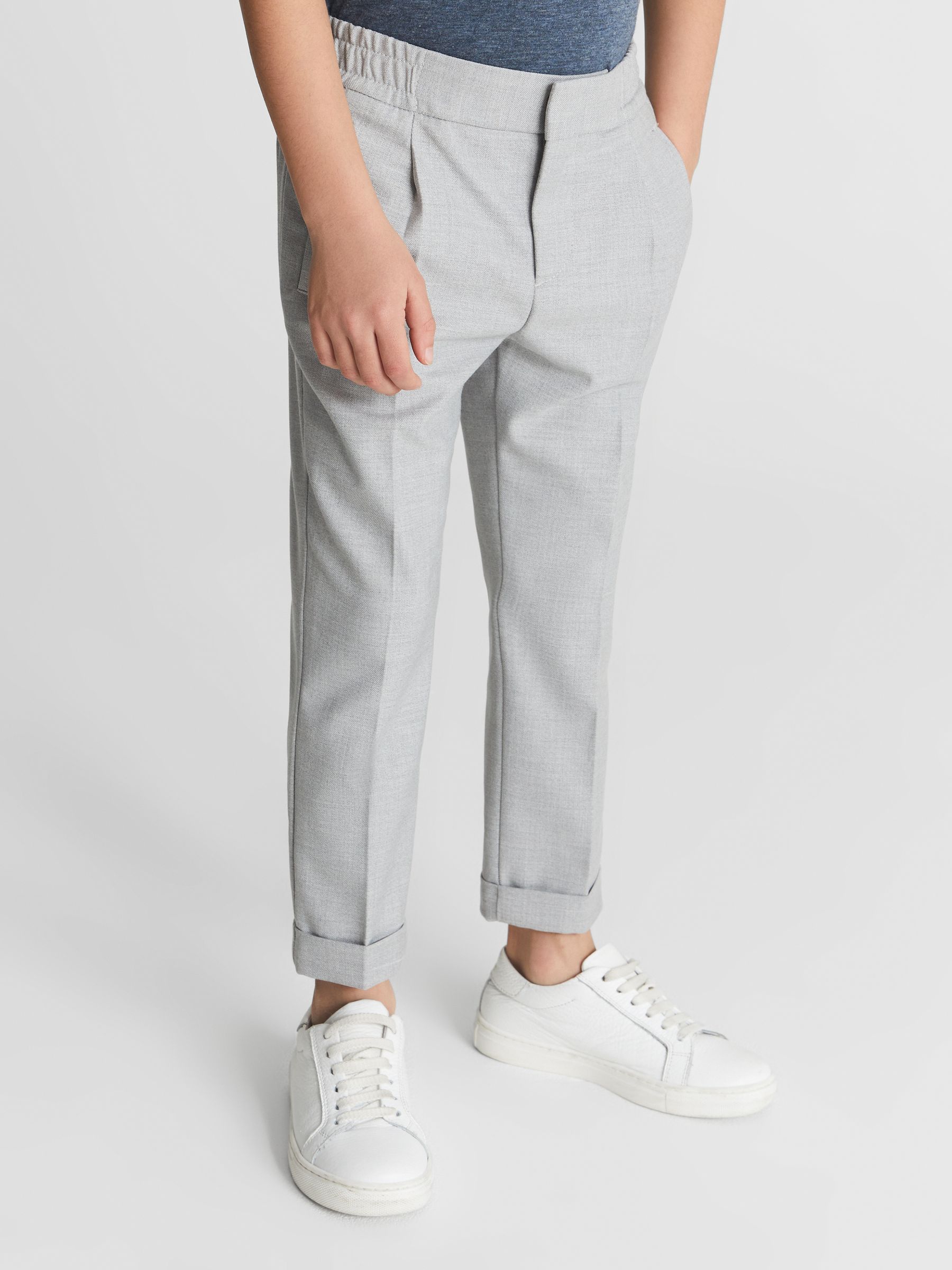 Casual Cropped Tapered Trousers in Soft Grey - Image 3 sur 6