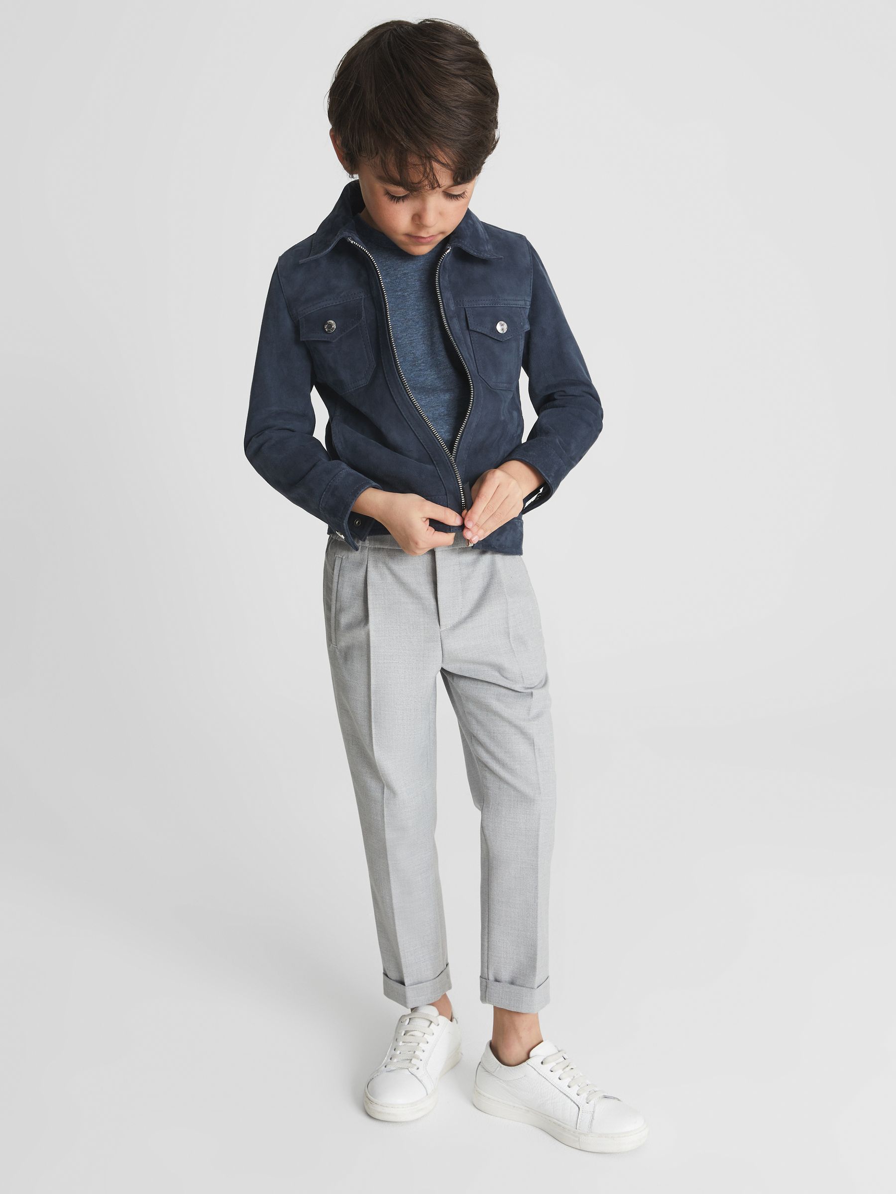 Casual Cropped Tapered Trousers in Soft Grey - Image 4 sur 6