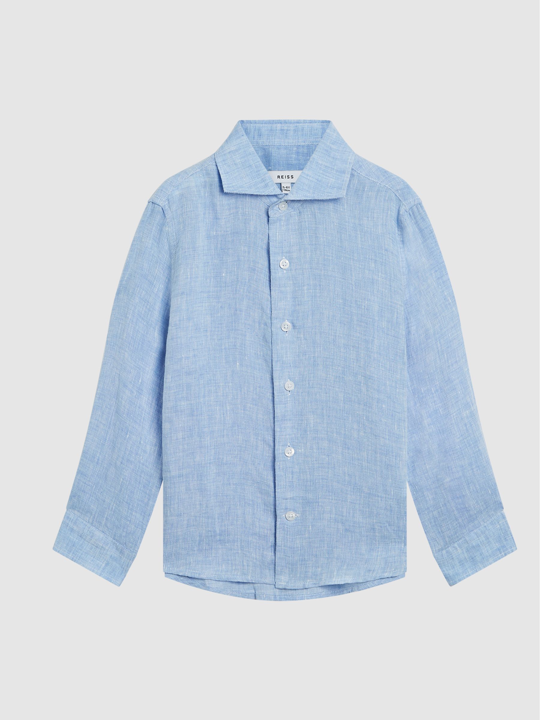 Long Sleeve Linen Shirt in Soft Blue - Image 2 of 6