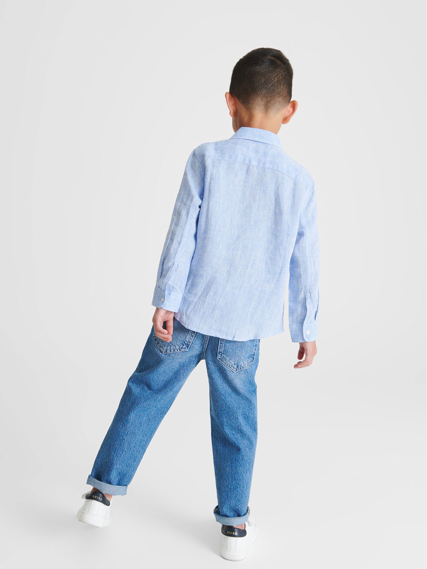 Long Sleeve Linen Shirt in Soft Blue - Image 5 of 6