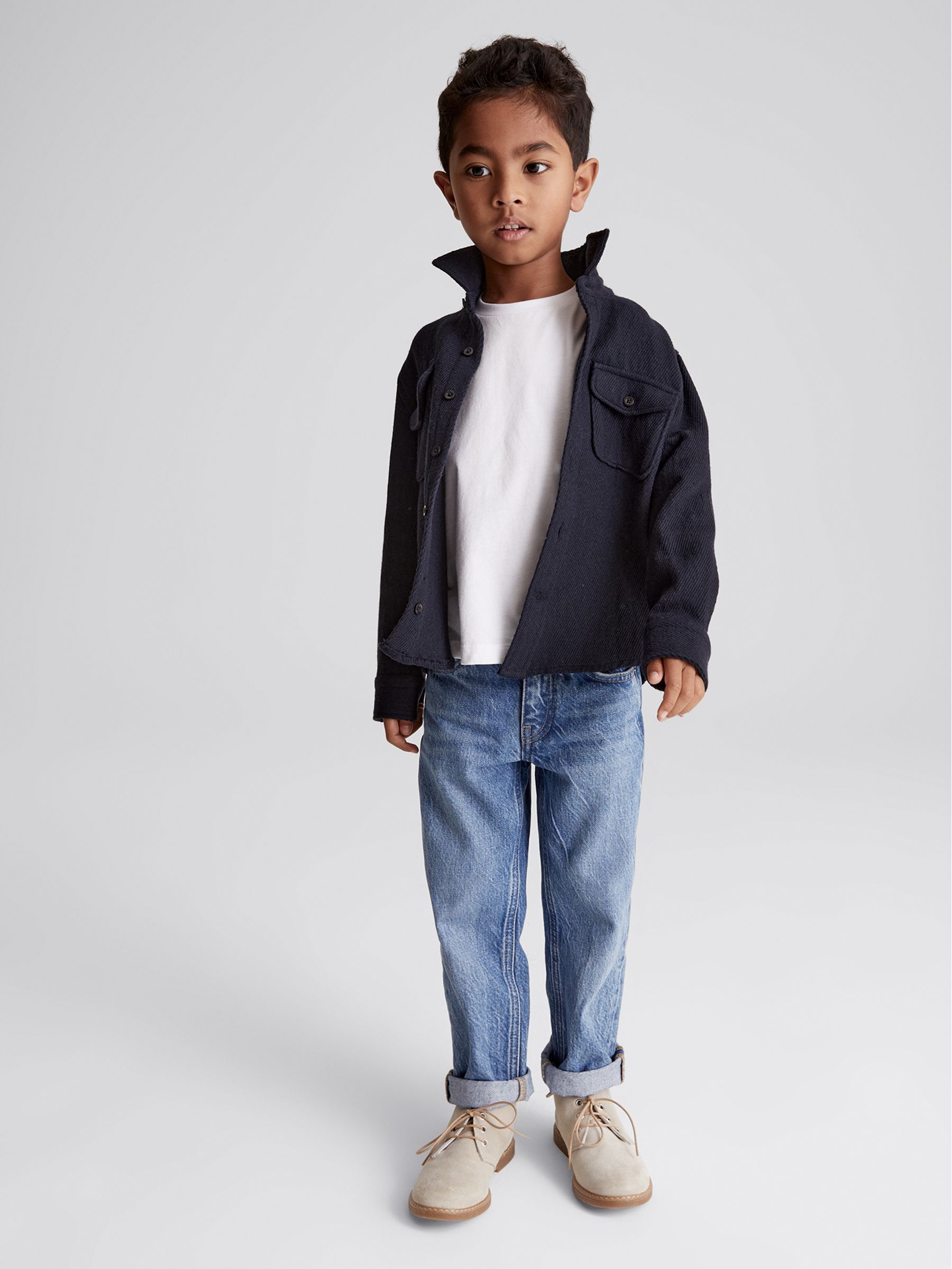 Casual Twill Overshirt in Navy - Image 1 of 6
