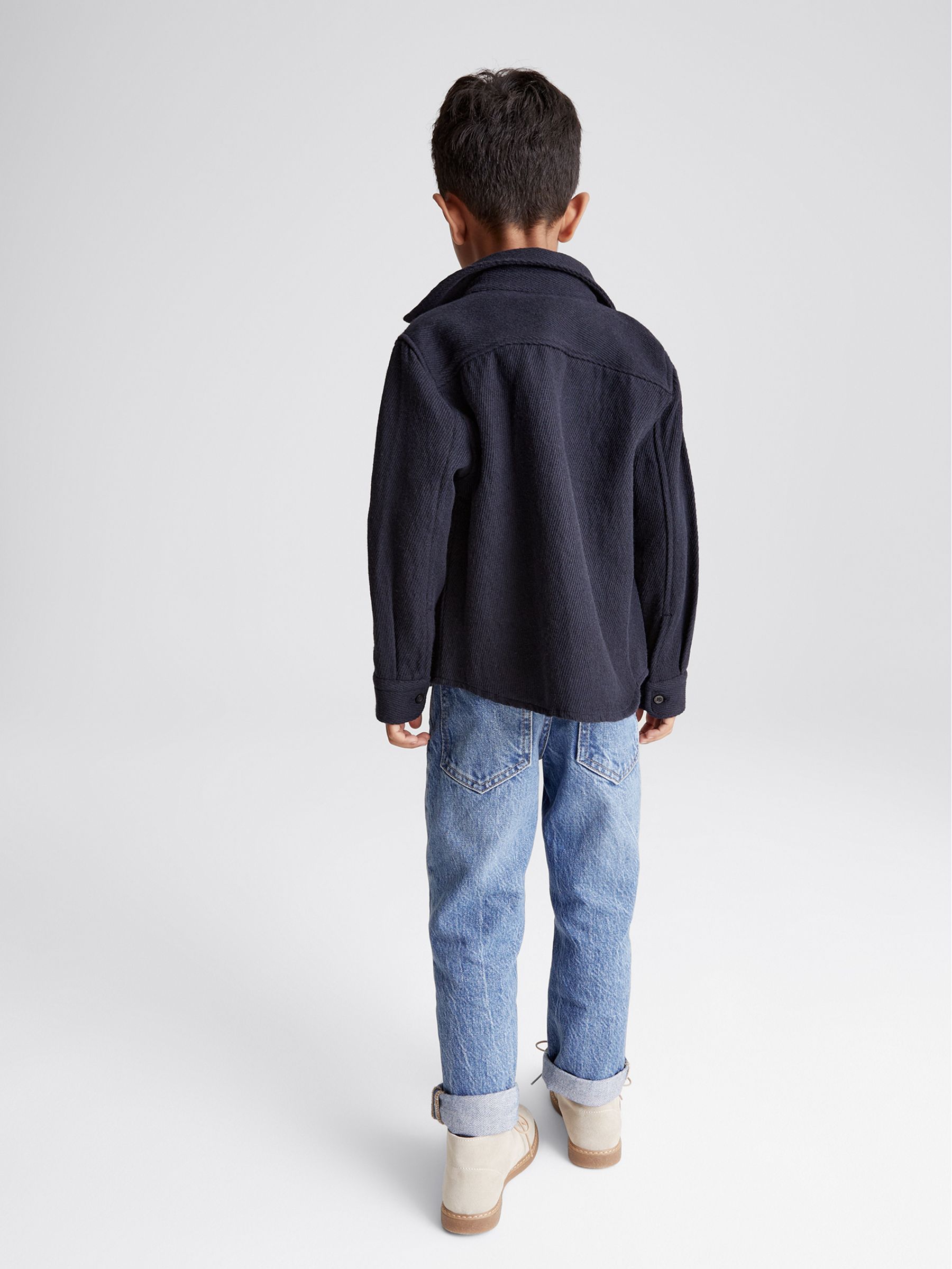 Casual Twill Overshirt in Navy - Image 5 of 6