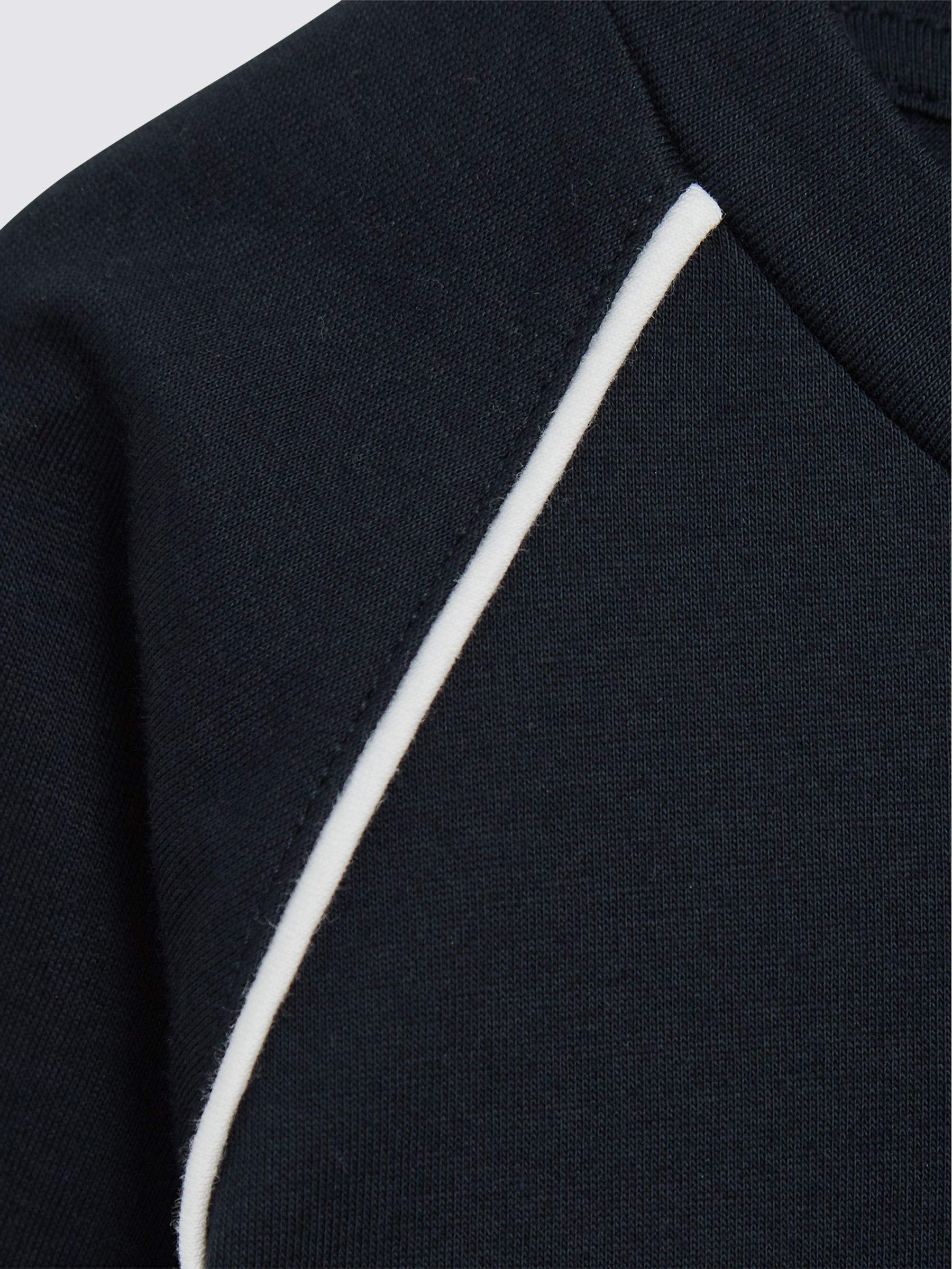 Piped Knitted Trim Crew Neck Tee in Navy - Image 6 of 6