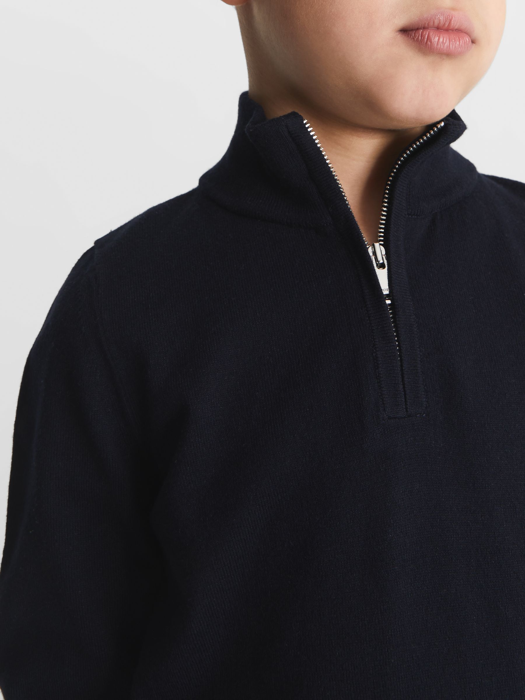 Funnel Neck Half Zip Jumper in Navy - Image 4 of 6