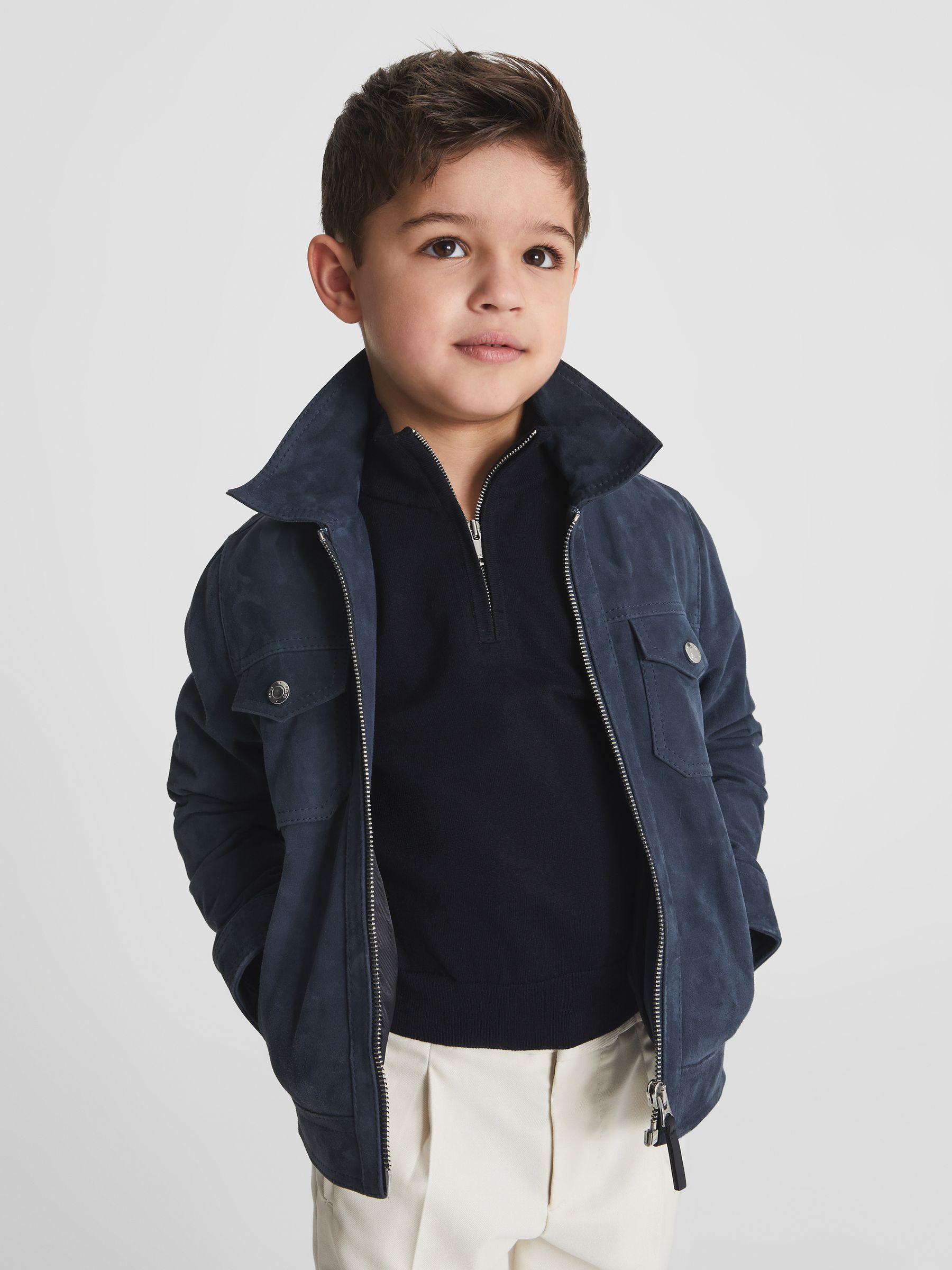 Funnel Neck Half Zip Jumper in Navy - Image 6 of 6