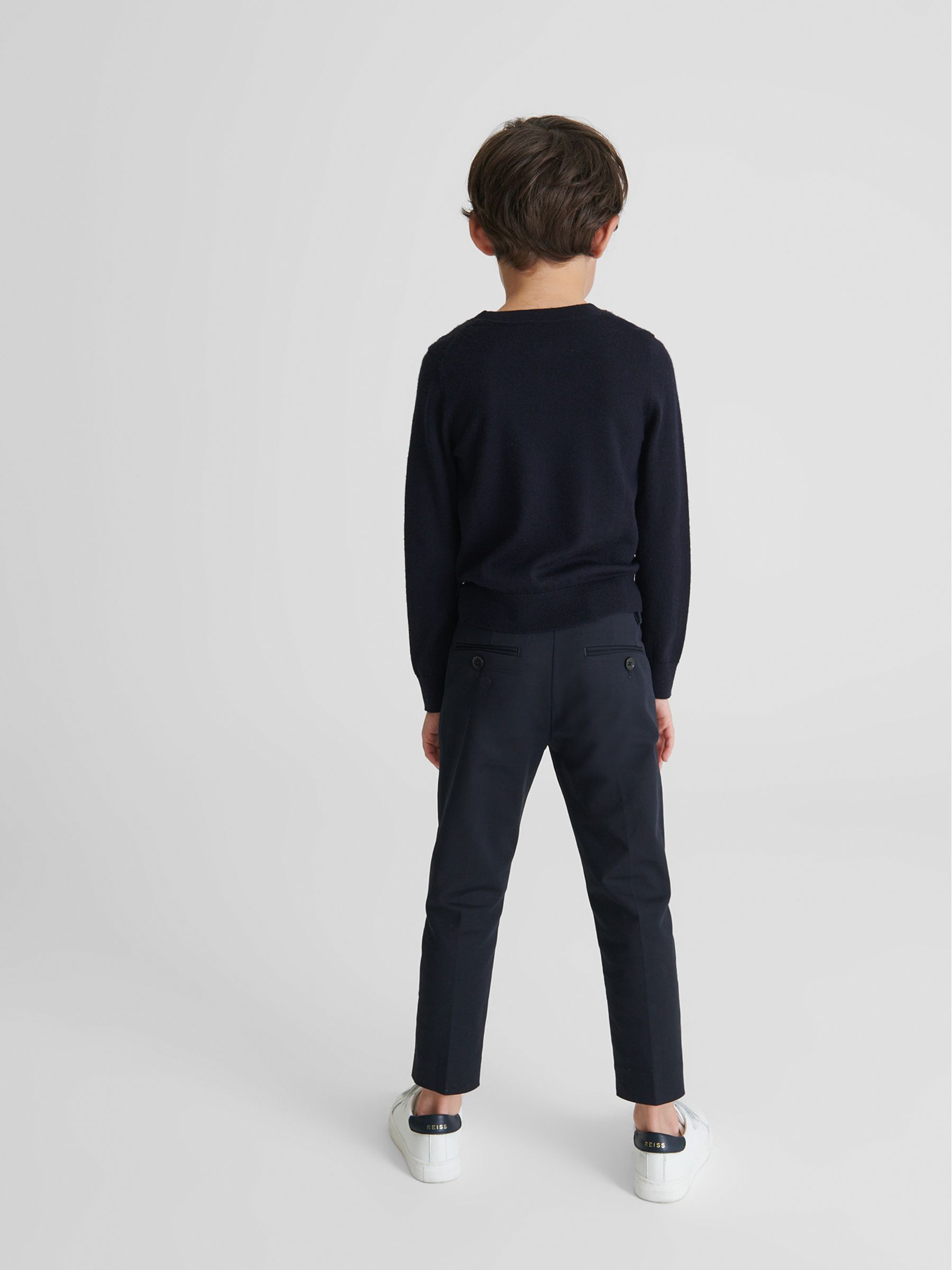 Crew Neck Knitted Jumper in Navy - Image 5 of 7