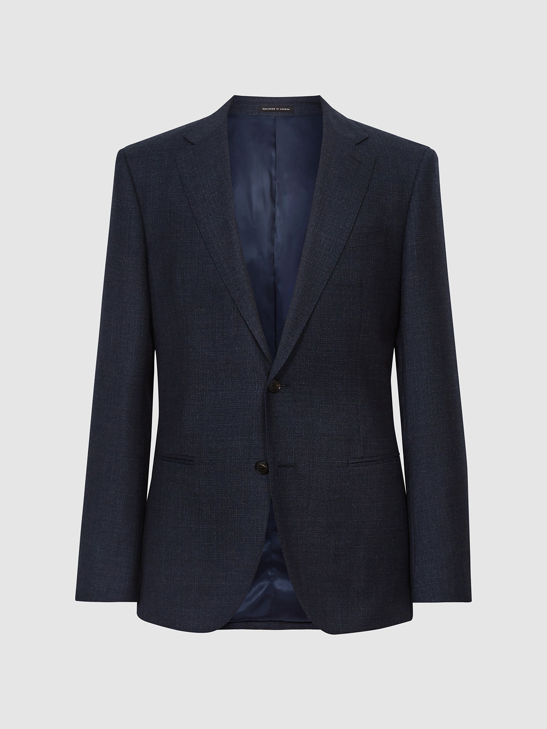 Textured Slim Fit Blazer in Navy - Image 2 of 5