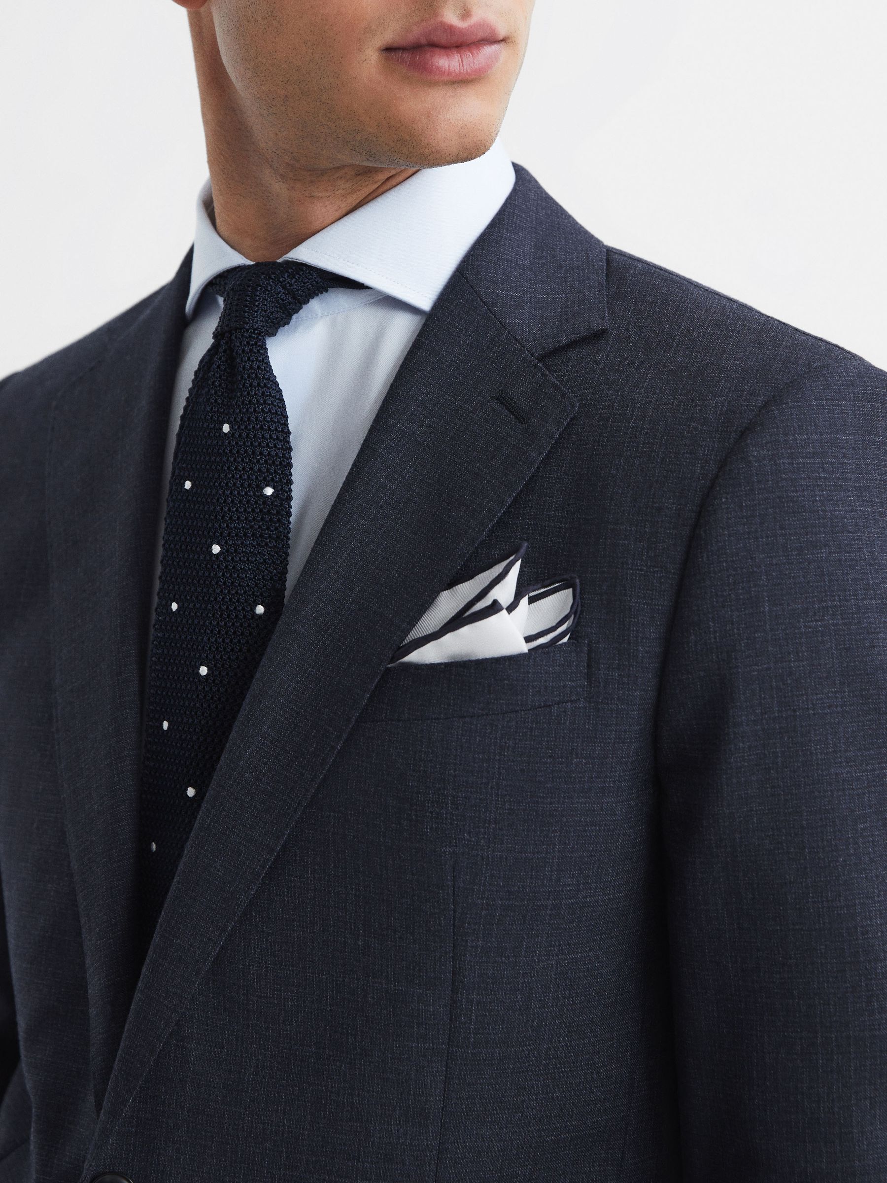 Textured Slim Fit Blazer in Navy - Image 4 of 5