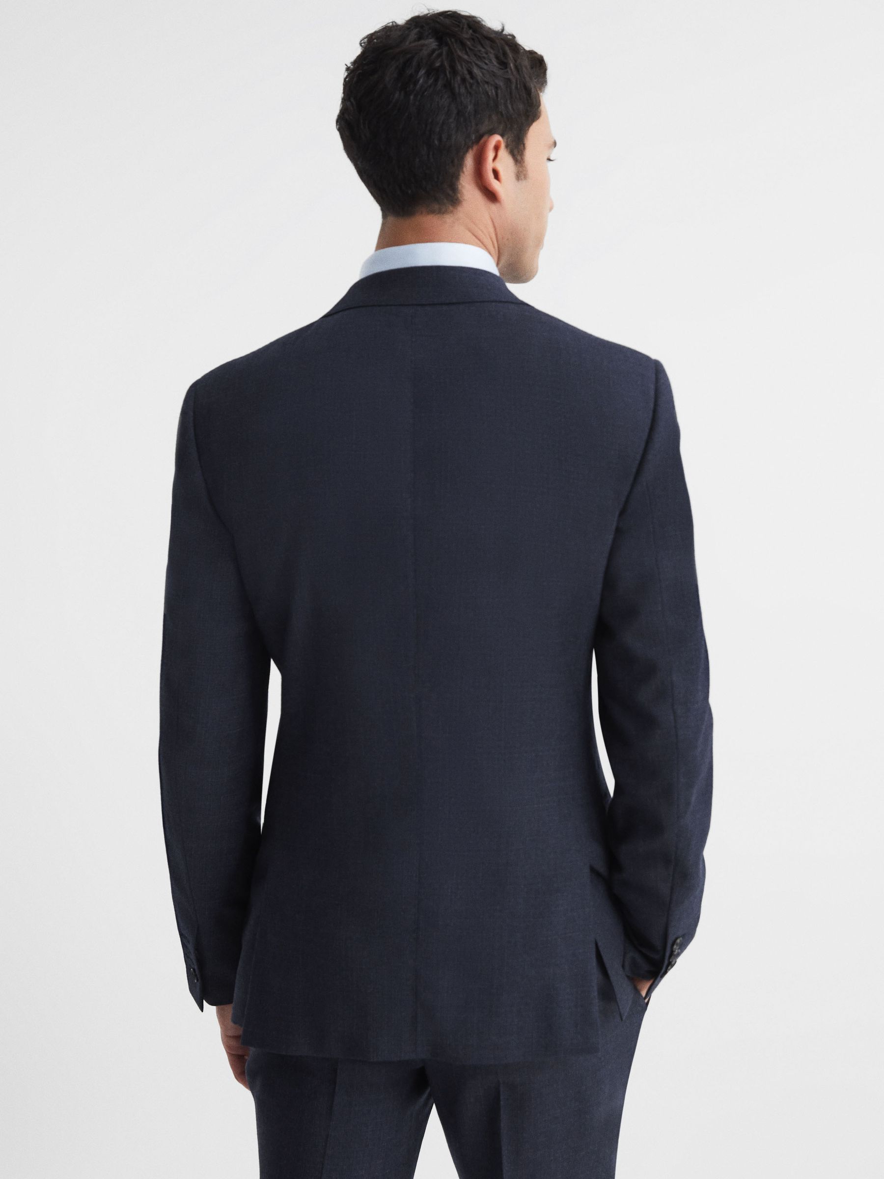 Textured Slim Fit Blazer in Navy - Image 5 of 5