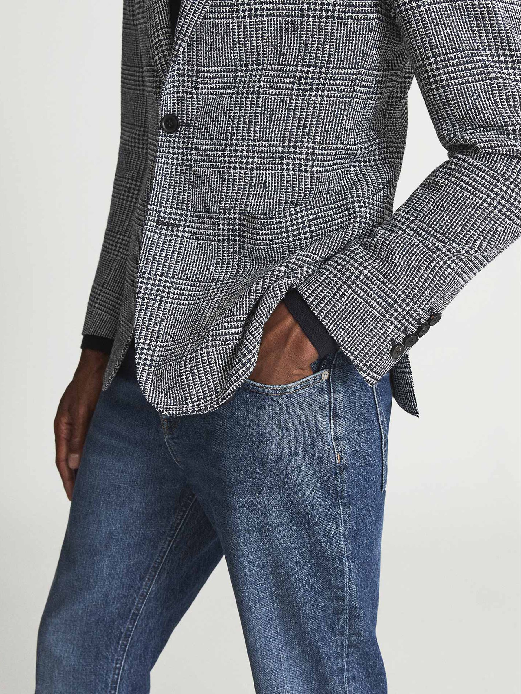 Puppytooth Check Blazer in Navy Check - Image 4 of 5