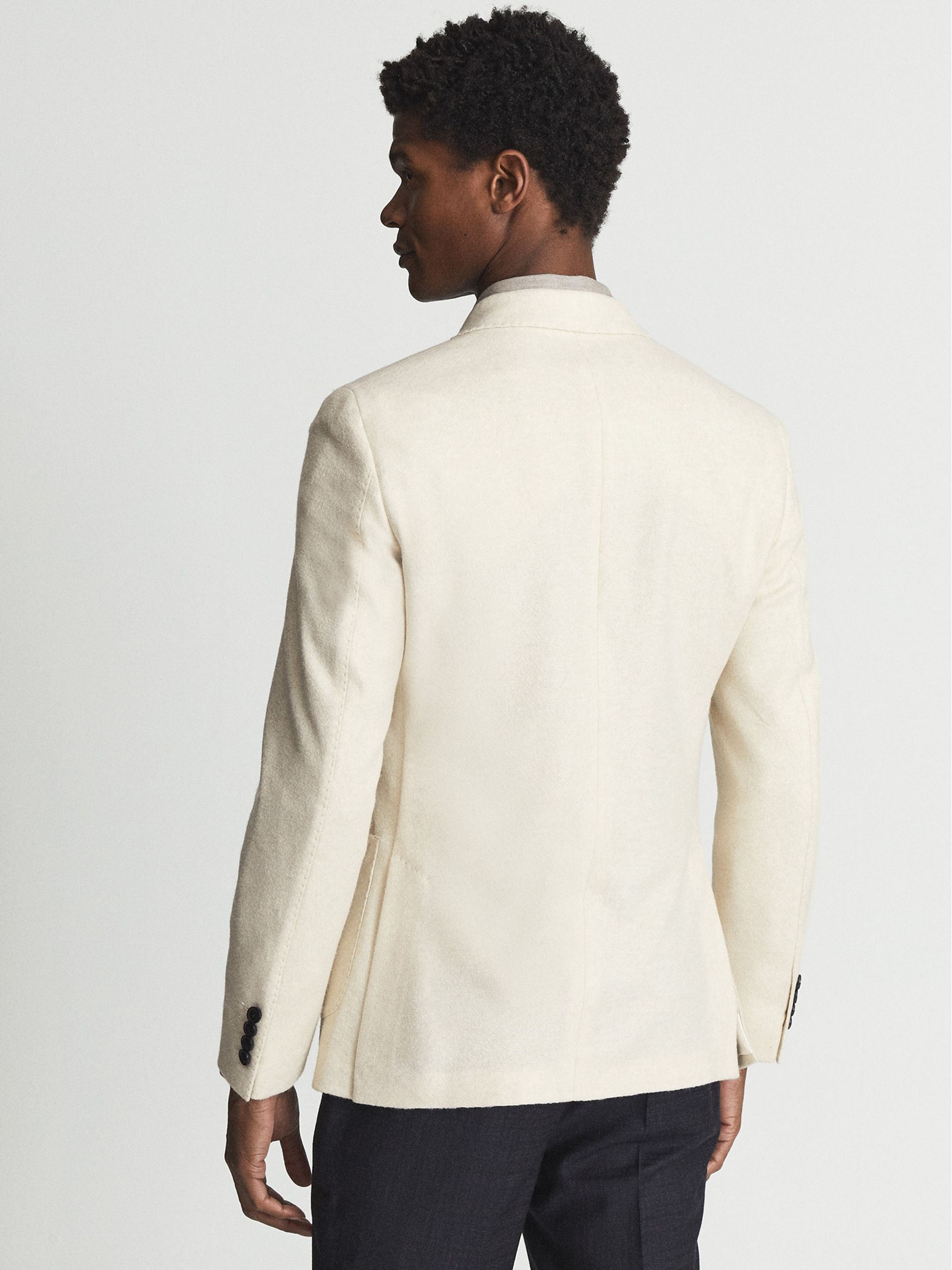 Double Breasted Brushed Jersey Blazer in Ecru - Image 5 of 7