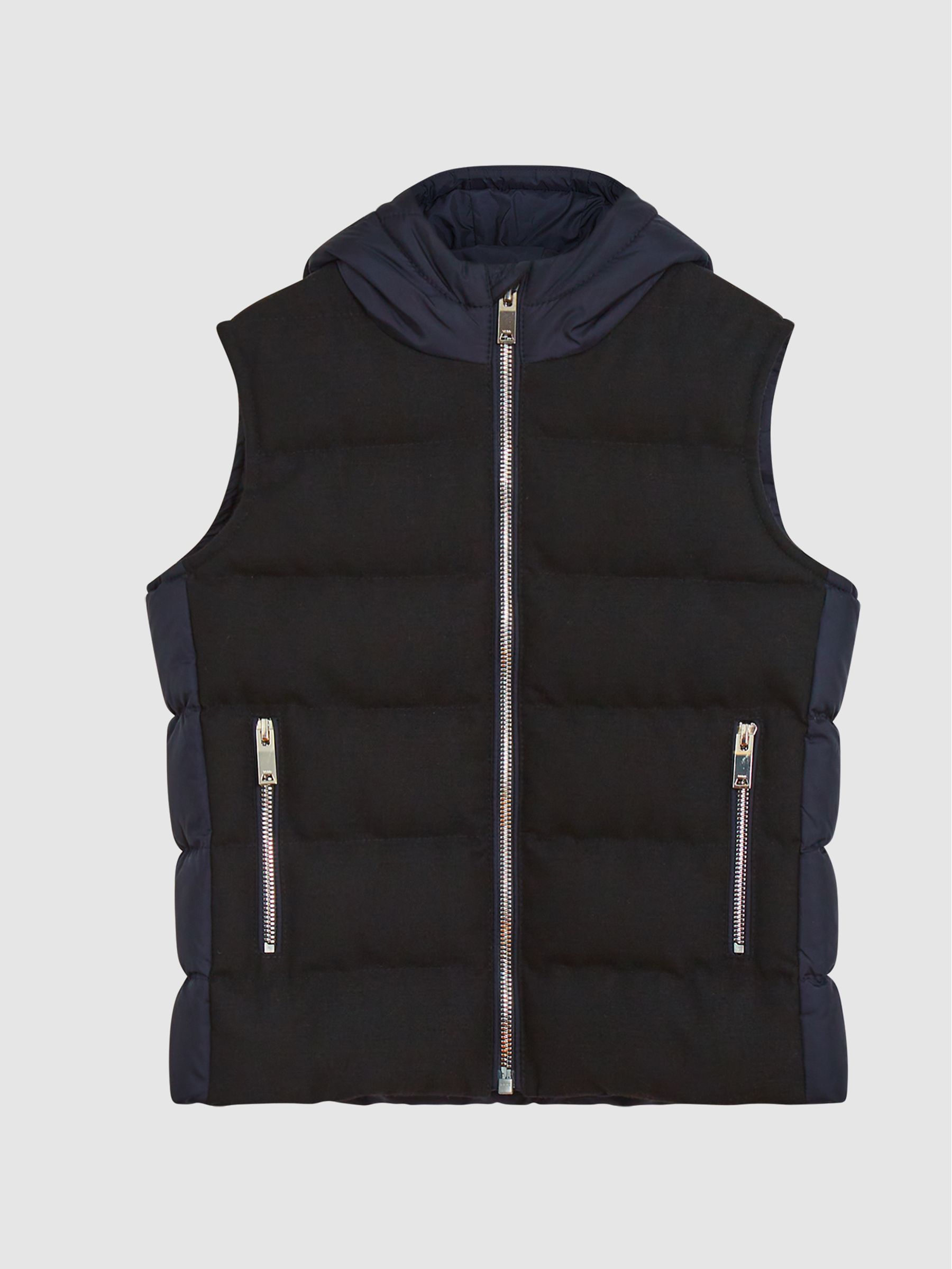 Zip Through Gilet in Navy - Image 2 of 7