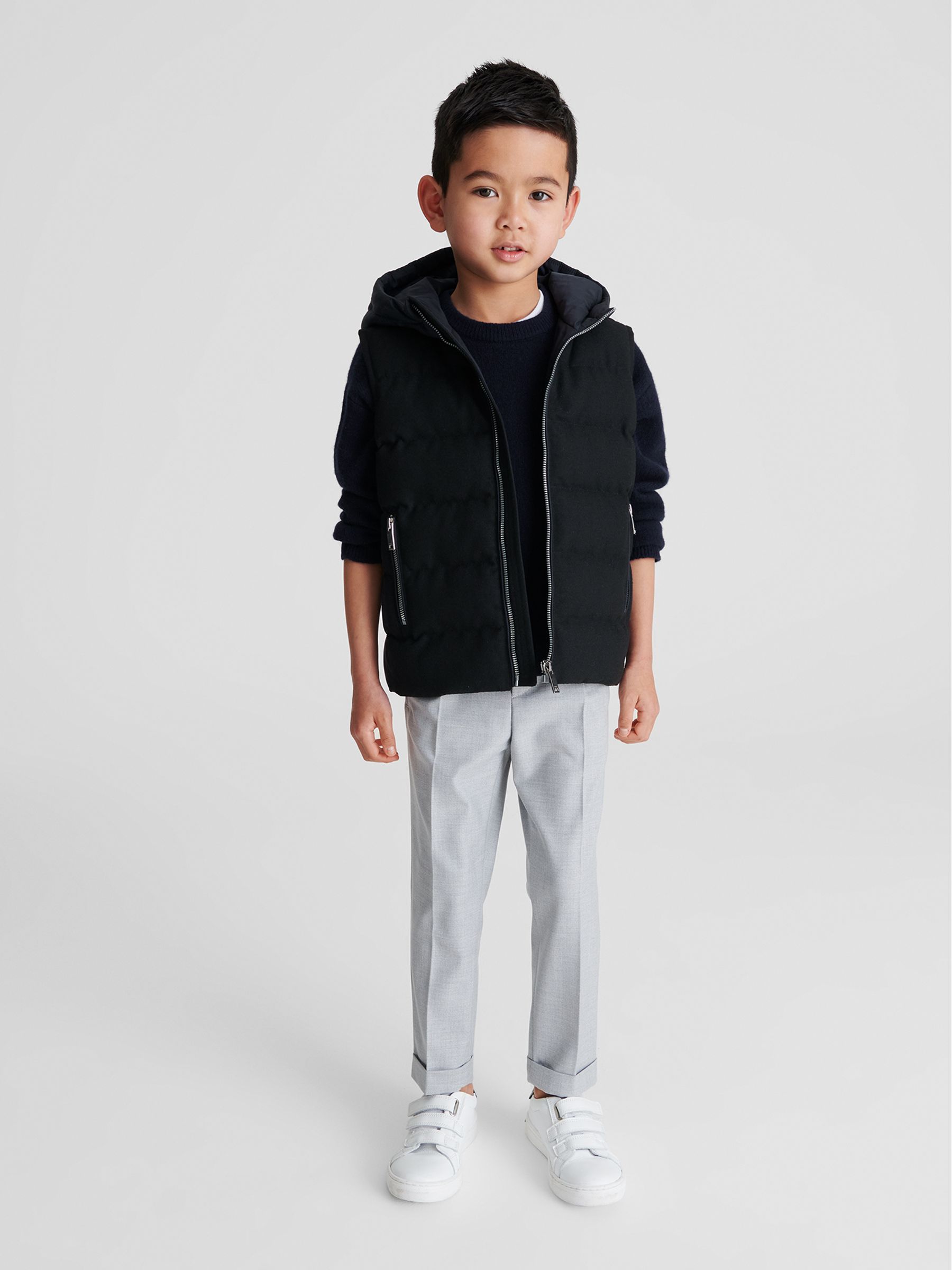 Zip Through Gilet in Navy - Image 3 of 7