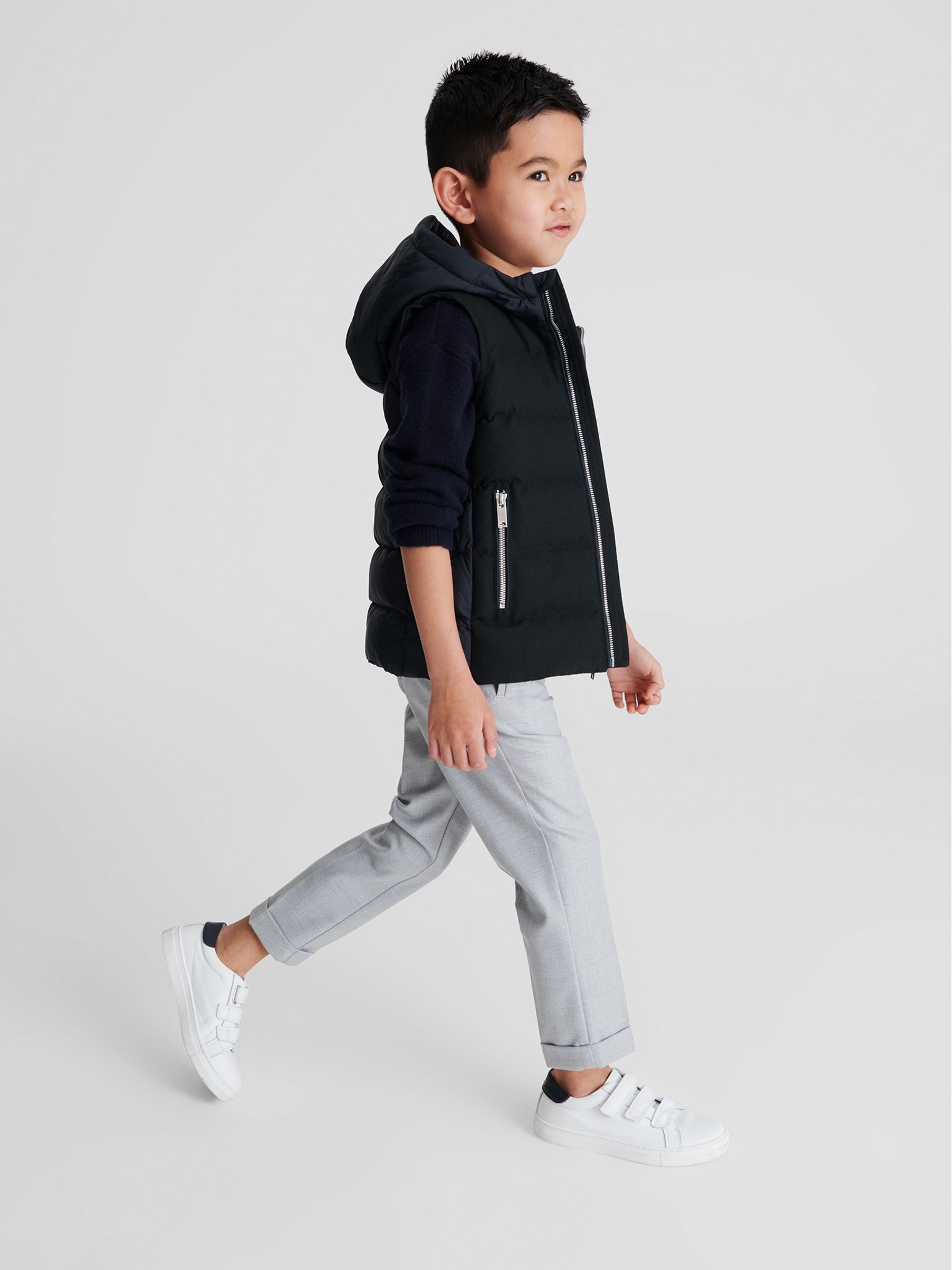 Zip Through Gilet in Navy - Image 4 of 7