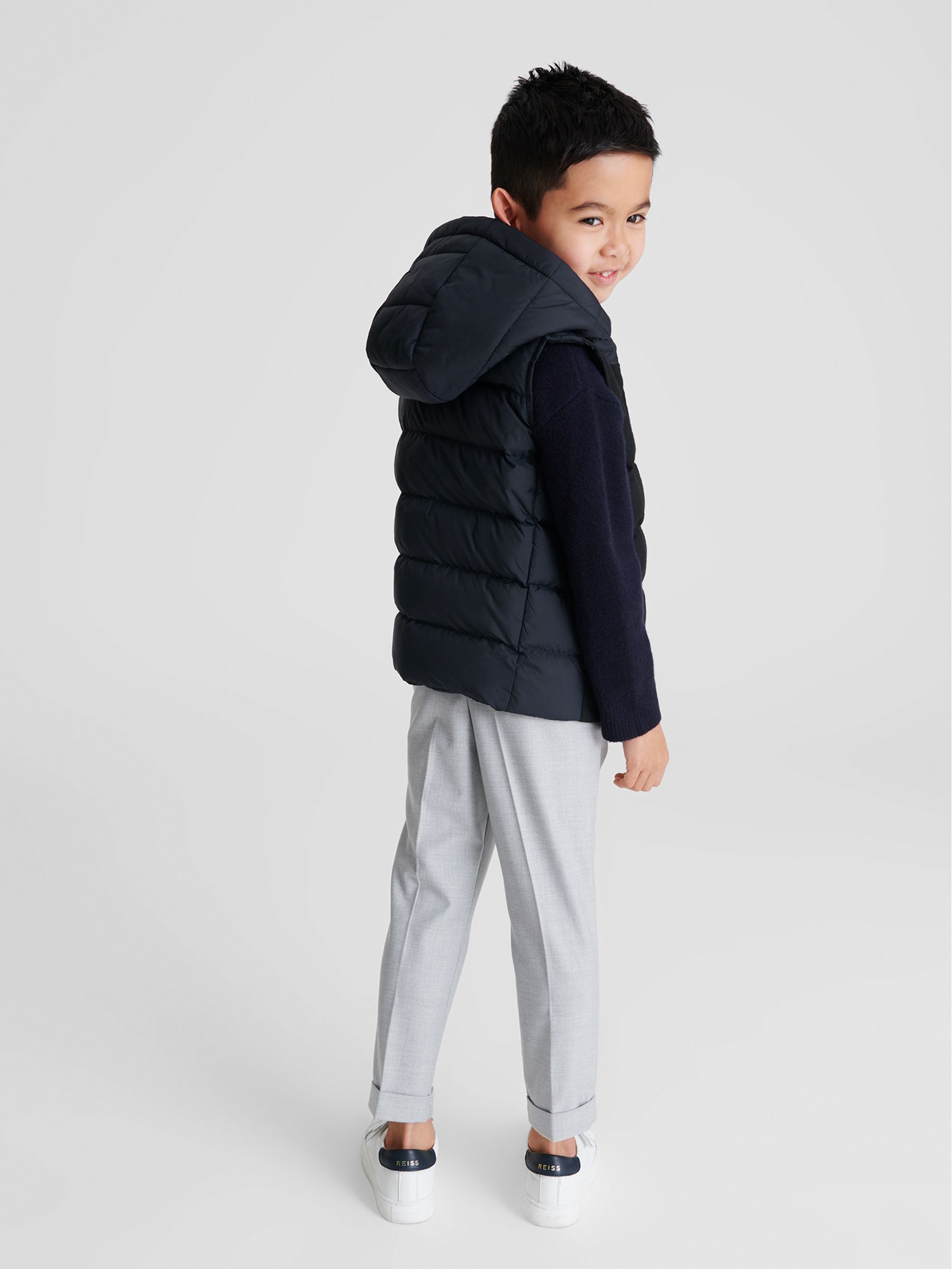 Zip Through Gilet in Navy - Image 5 of 7