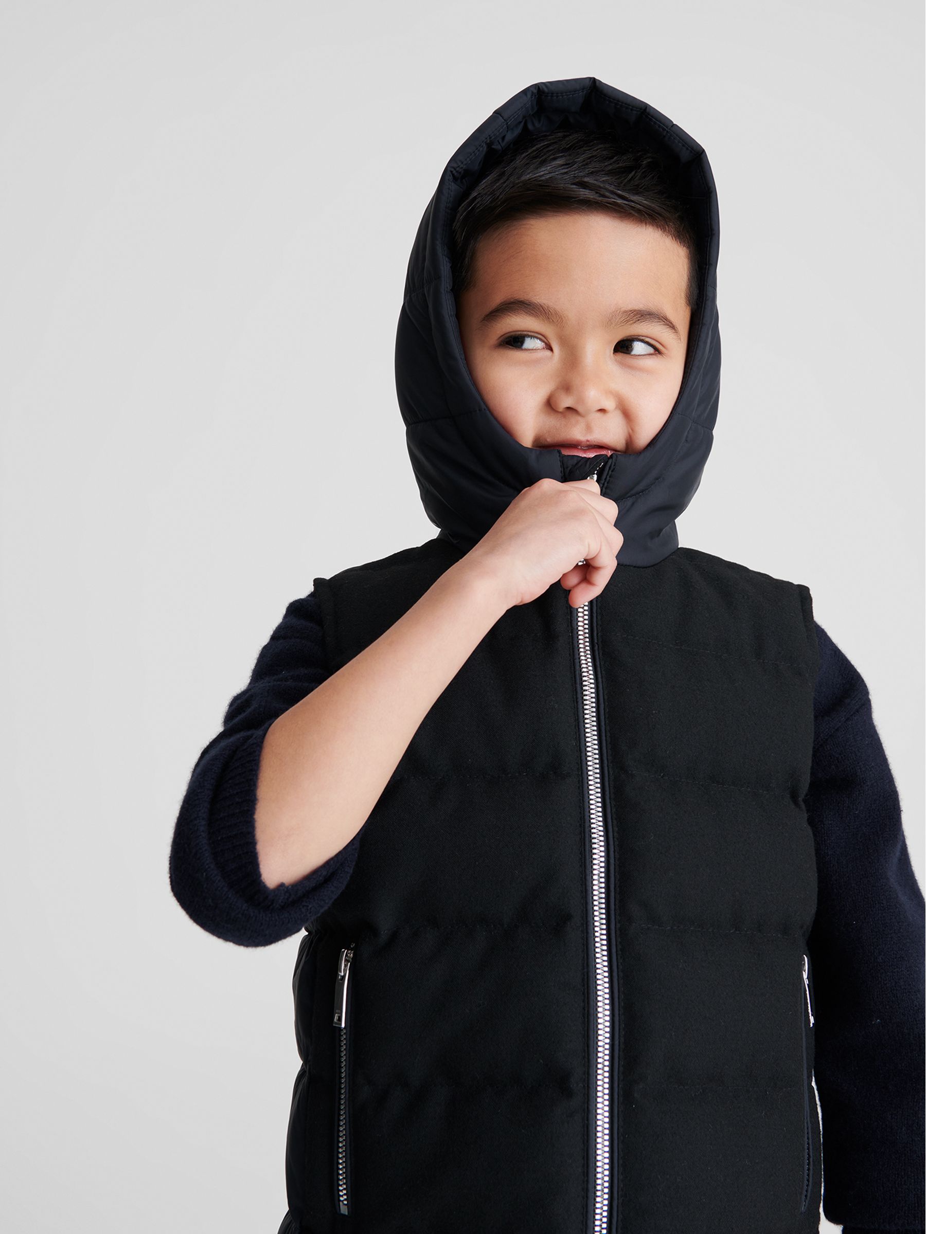 Zip Through Gilet in Navy - Image 6 of 7