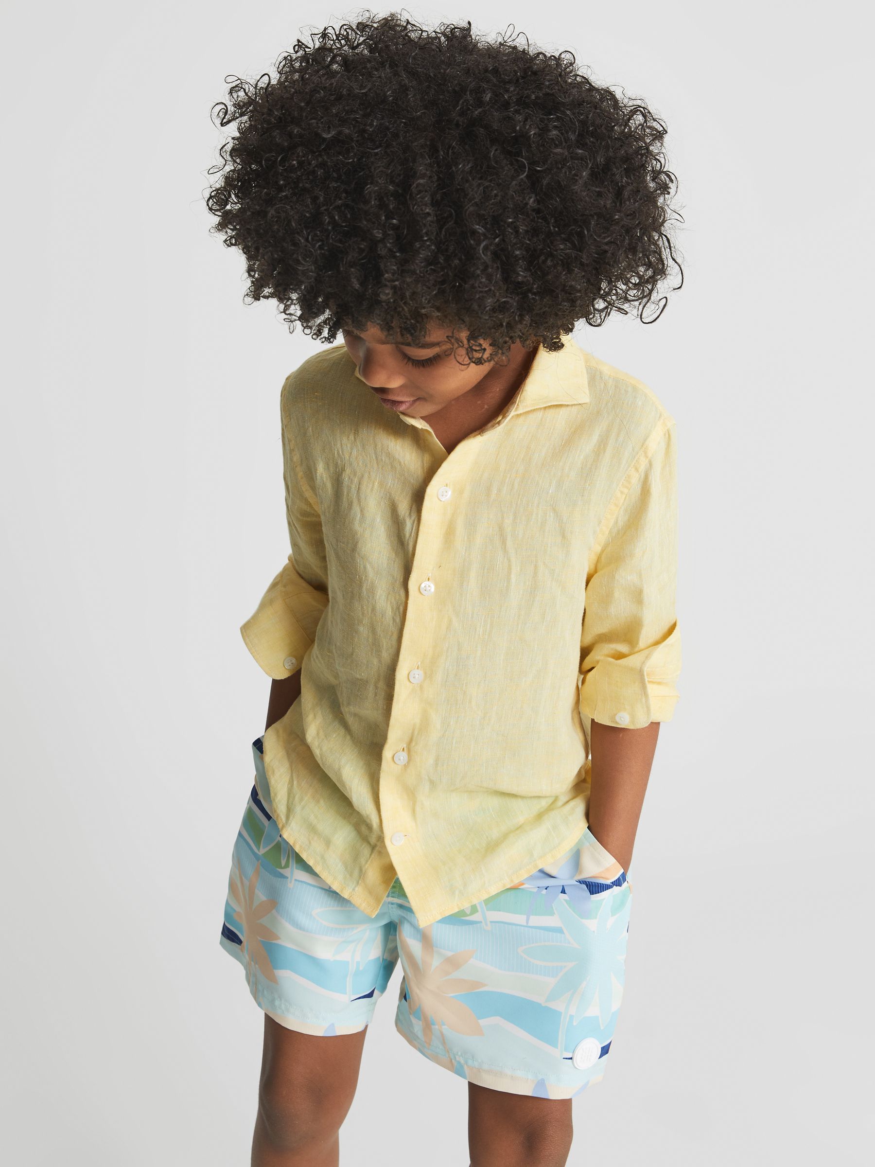 Long Sleeve Linen Shirt in Lemon - Image 1 of 7 Long Sleeve Linen Shirt in Lemon - Image 1 of 7