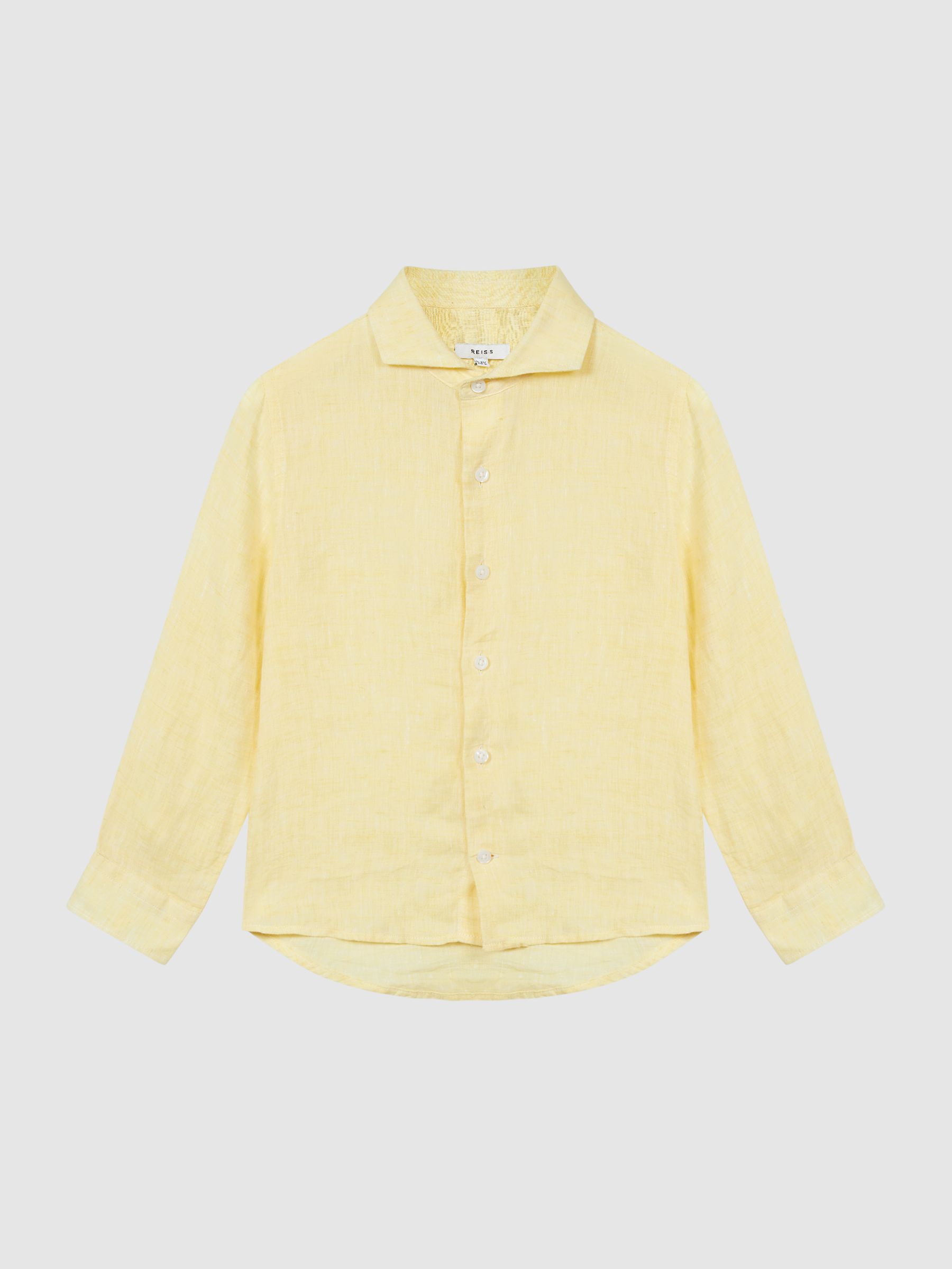 Long Sleeve Linen Shirt in Lemon - Image 2 of 7 Long Sleeve Linen Shirt in Lemon - Image 2 of 7