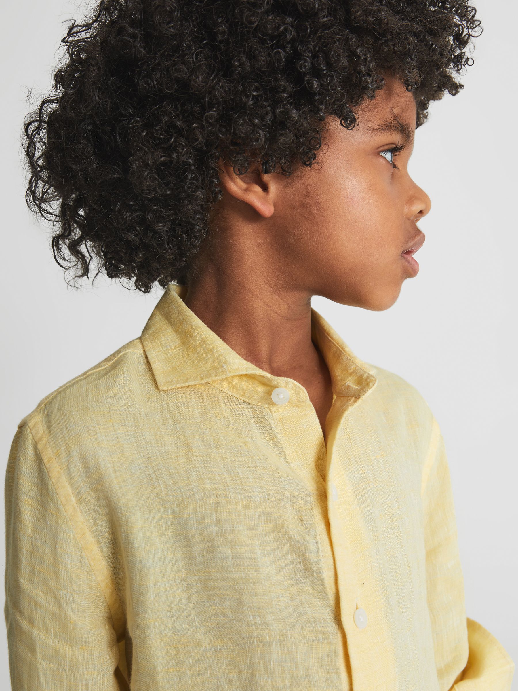 Long Sleeve Linen Shirt in Lemon - Image 4 of 7