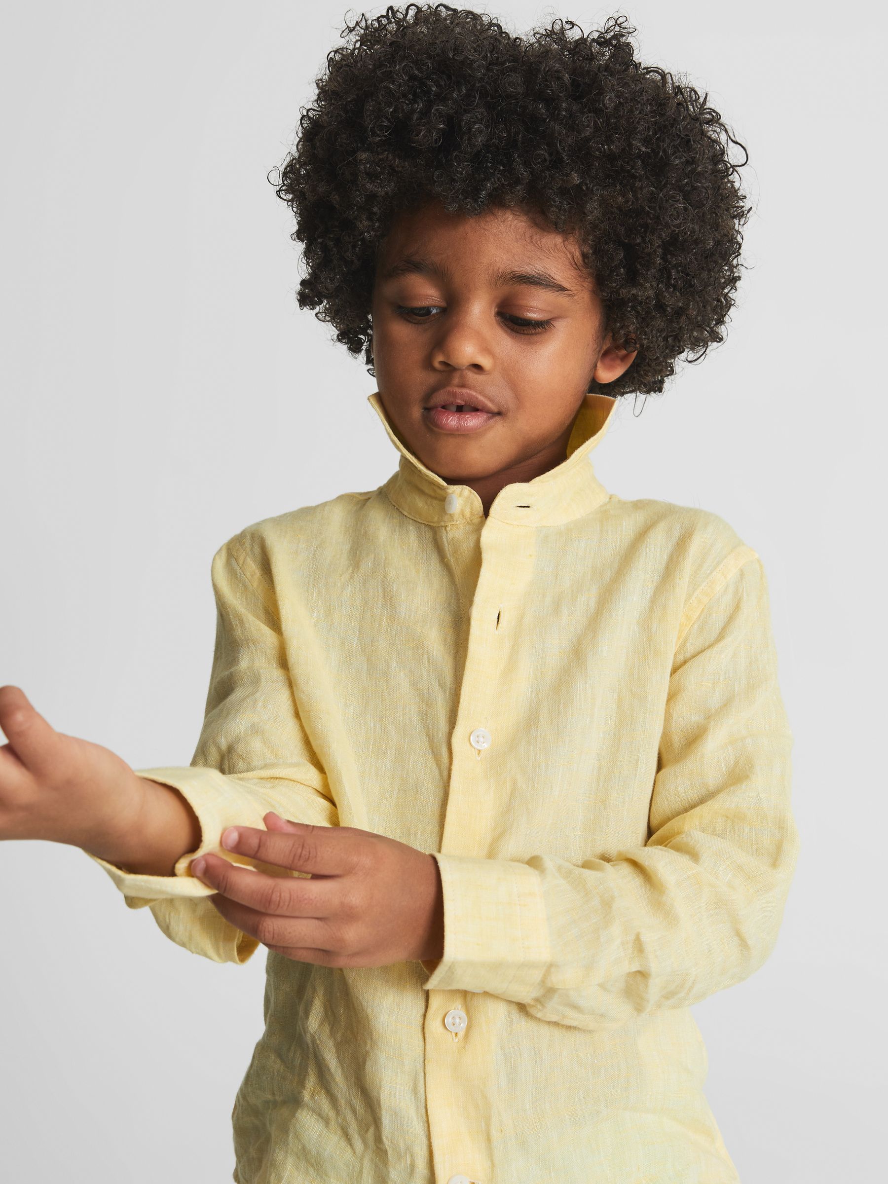 Long Sleeve Linen Shirt in Lemon - Image 6 of 7