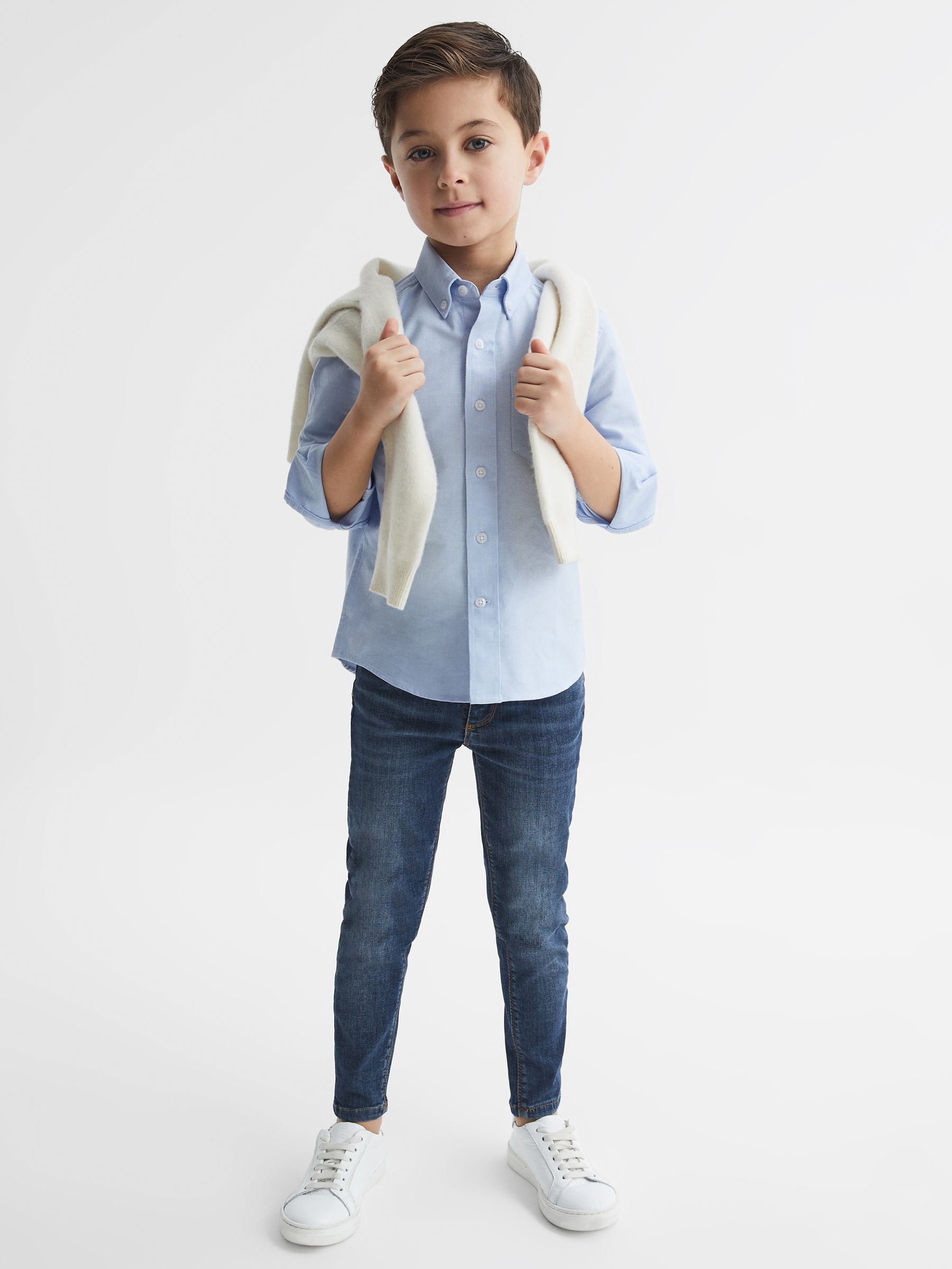 4-9 yrs Button Down Oxford Shirt in Soft Blue - Image 1 of 7 4-9 yrs Button Down Oxford Shirt in Soft Blue - Image 1 of 7