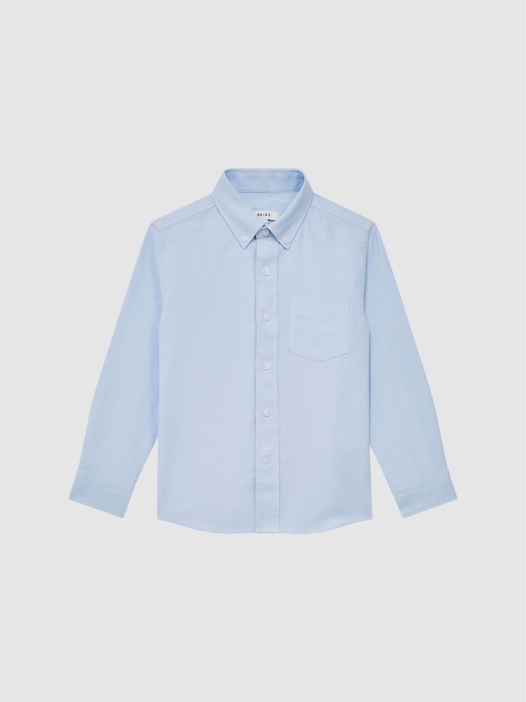 4-9 yrs Button Down Oxford Shirt in Soft Blue - Image 2 of 7