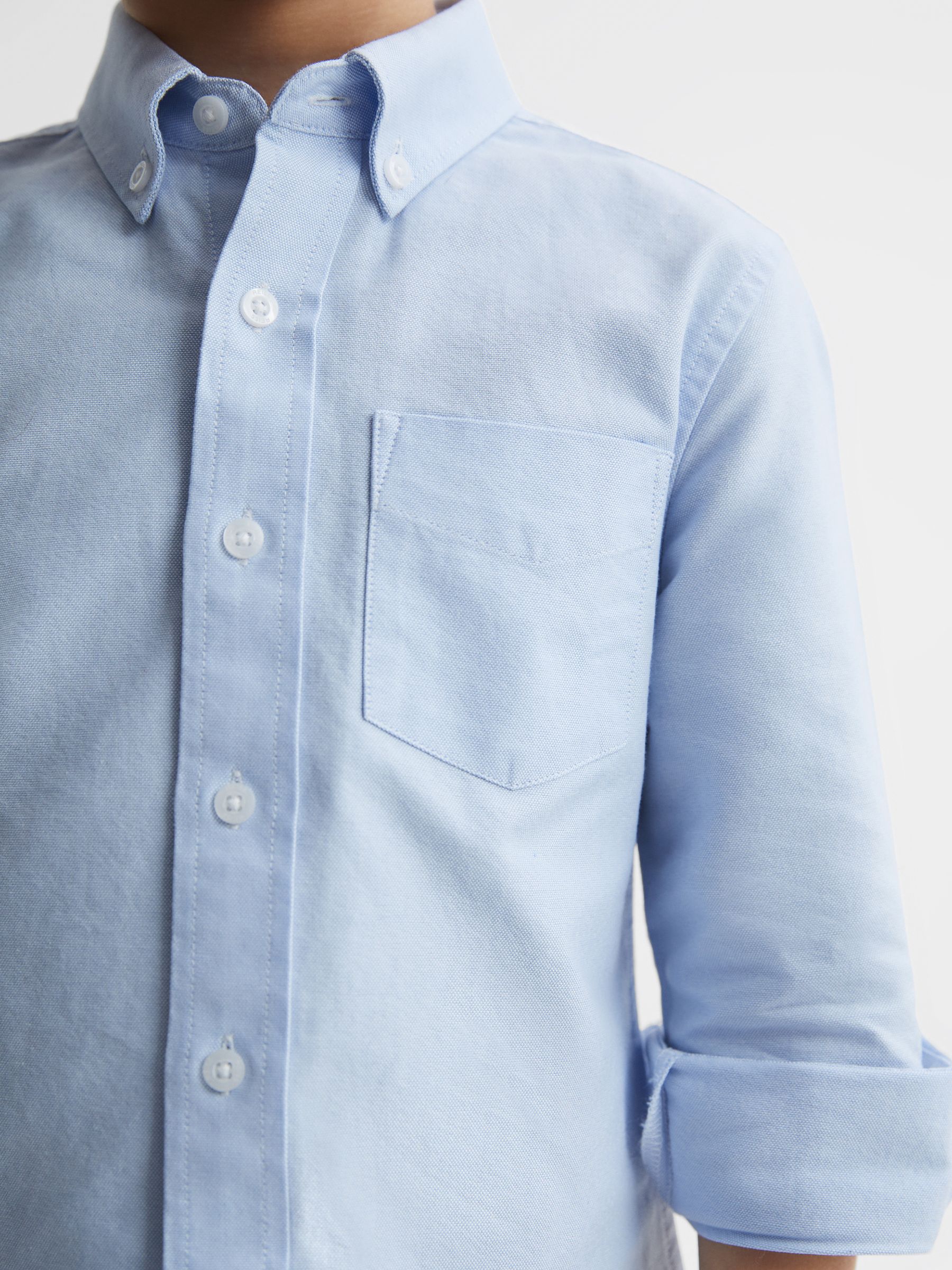 4-9 yrs Button Down Oxford Shirt in Soft Blue - Image 4 of 7