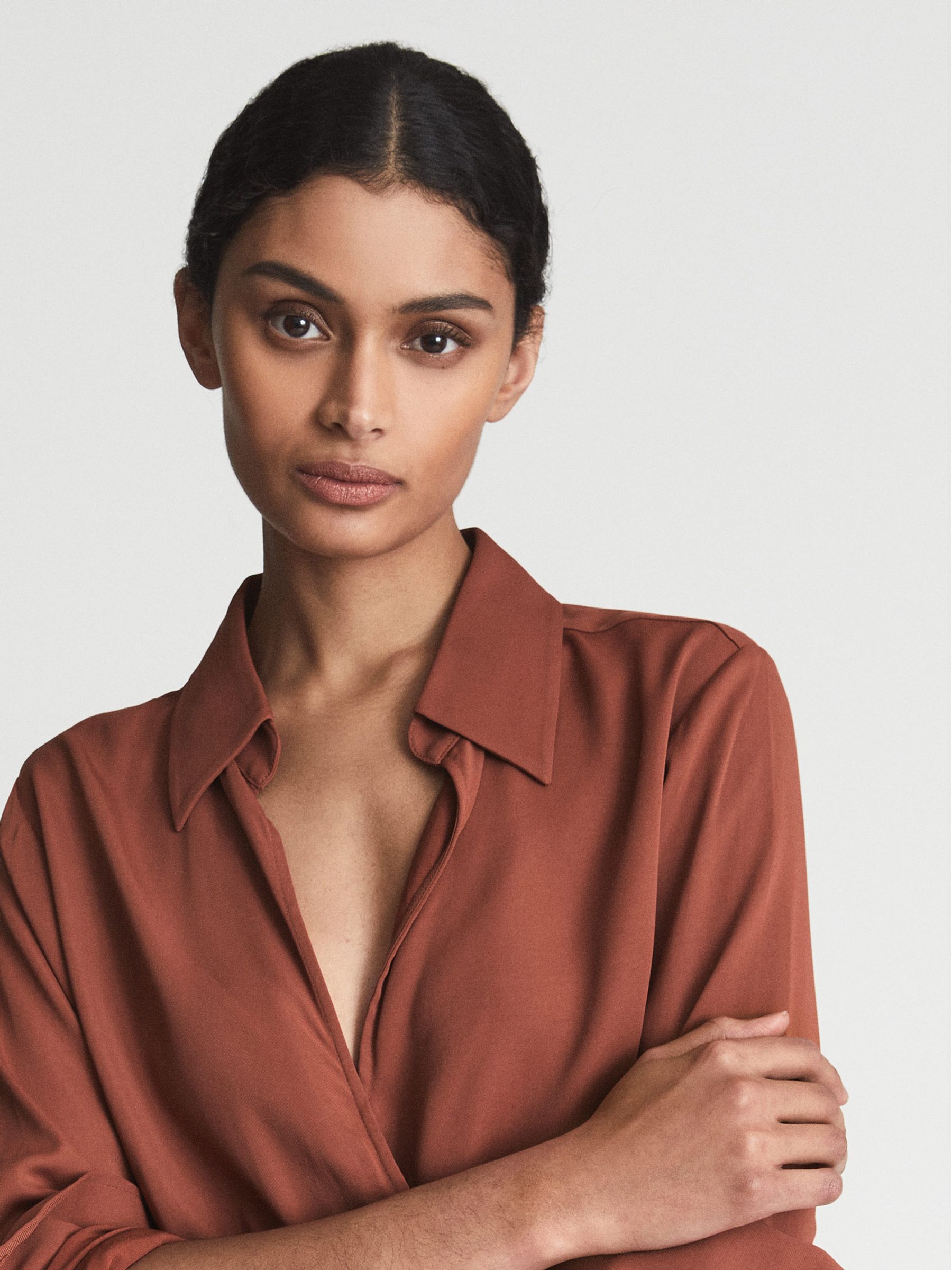 Regular Belted Midi Dress in Rust - Image 4 of 6