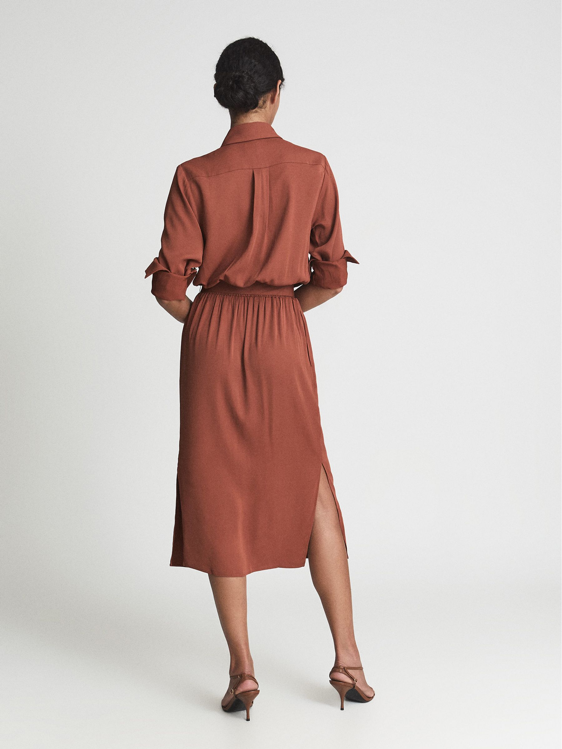Regular Belted Midi Dress in Rust - Image 5 of 6